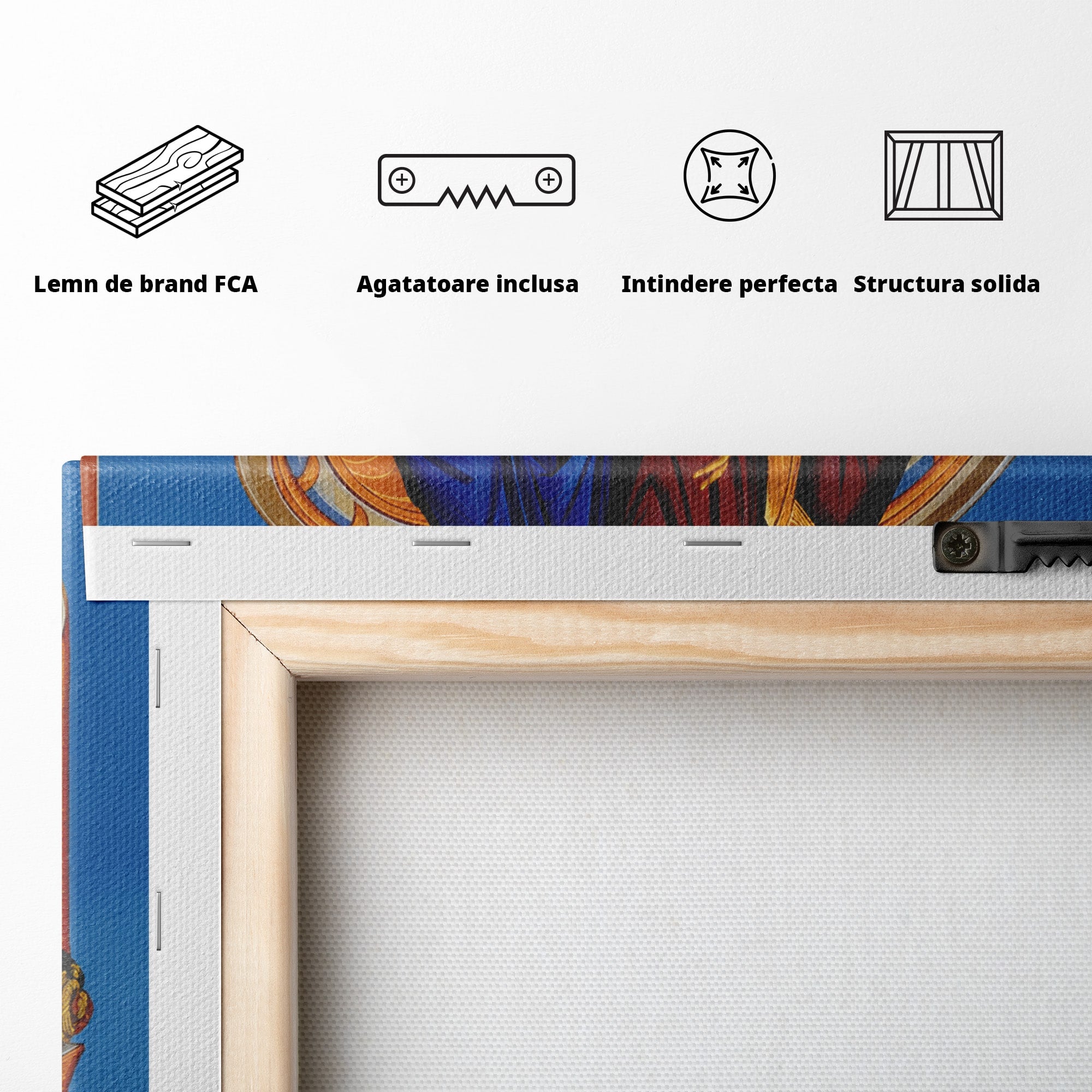 Tablou Canvas Premium LuxCanva® H1090, Icoana Iisus Hristos Pantocrator pe Tron, Icoana, Religie, Bizantin, Arta Sacra, Dormitor, Birou, Culori Vibrante