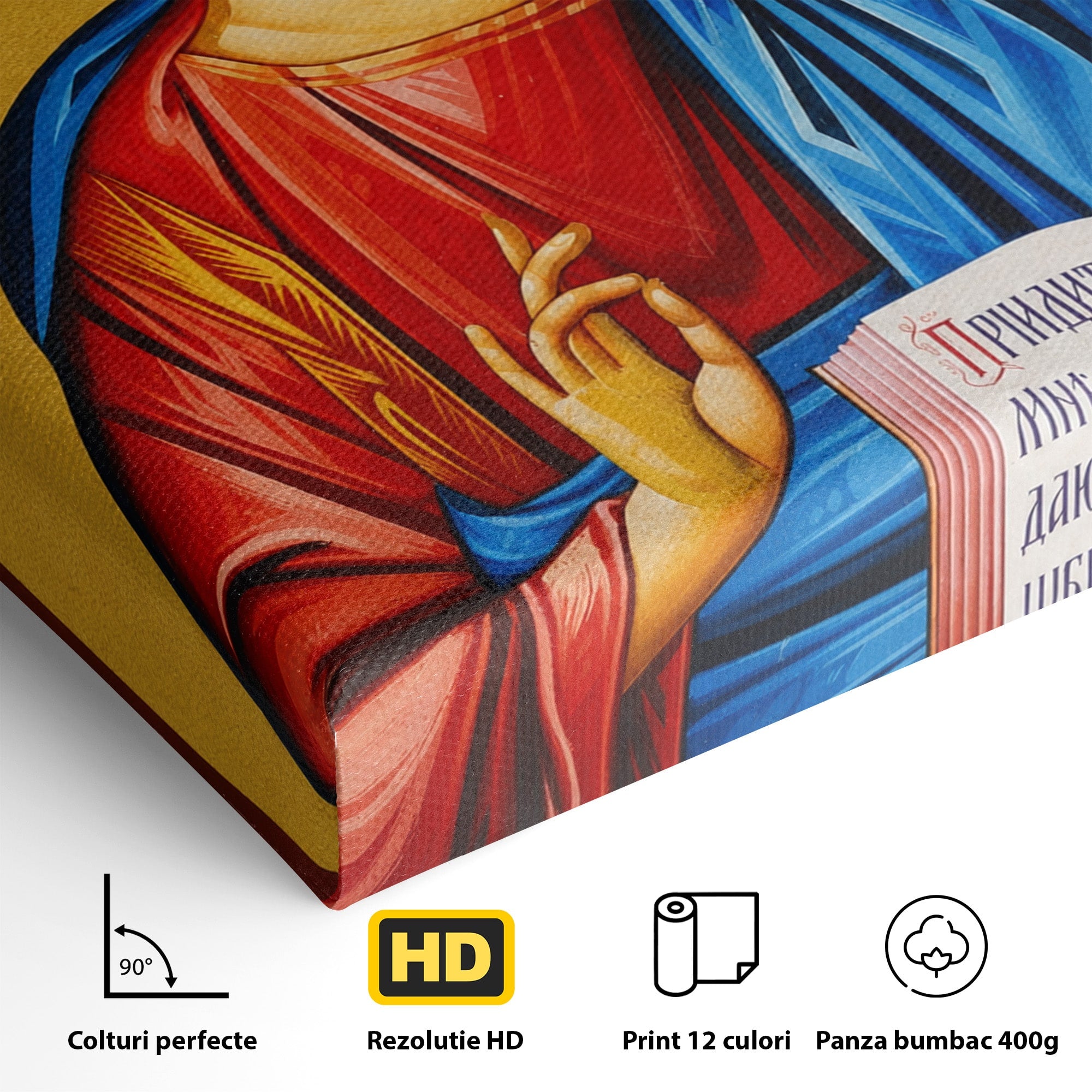 Tablou Canvas Premium LuxCanva® H1091, Iisus Hristos Binecuvantat, Icoana, Religie, Spiritualitate, Credinta, Dormitor, Birou, Culori Vibrante