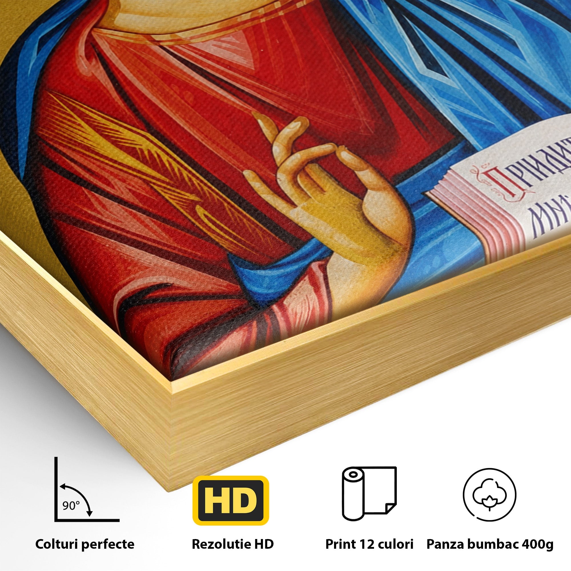 Tablou Canvas Premium LuxCanva® H1091, Iisus Hristos Binecuvantat, Icoana, Religie, Spiritualitate, Credinta, Dormitor, Birou, Culori Vibrante