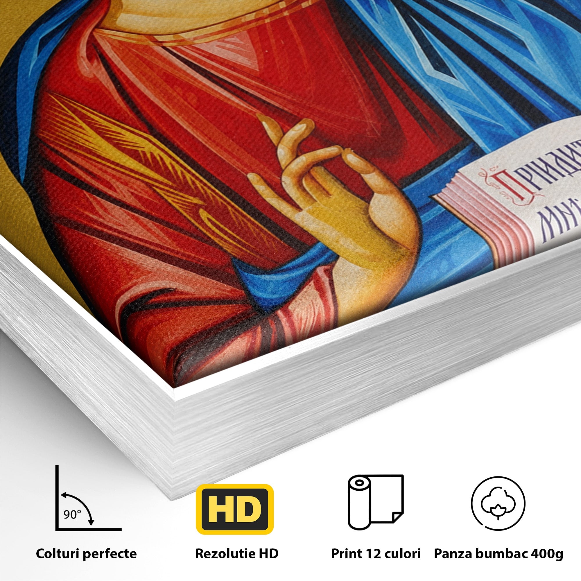 Tablou Canvas Premium LuxCanva® H1091, Iisus Hristos Binecuvantat, Icoana, Religie, Spiritualitate, Credinta, Dormitor, Birou, Culori Vibrante