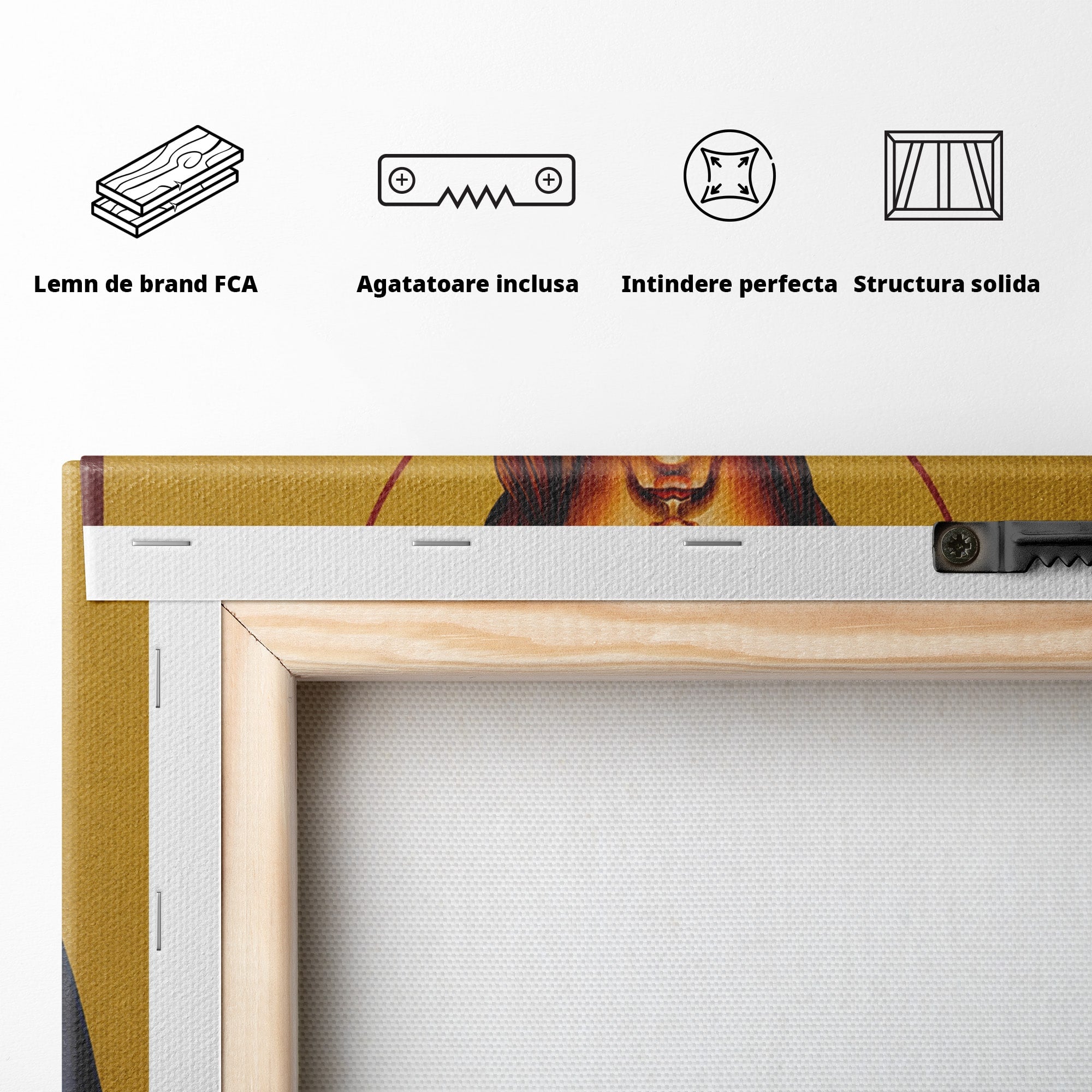 Tablou Canvas Premium LuxCanva® H1091, Iisus Hristos Binecuvantat, Icoana, Religie, Spiritualitate, Credinta, Dormitor, Birou, Culori Vibrante