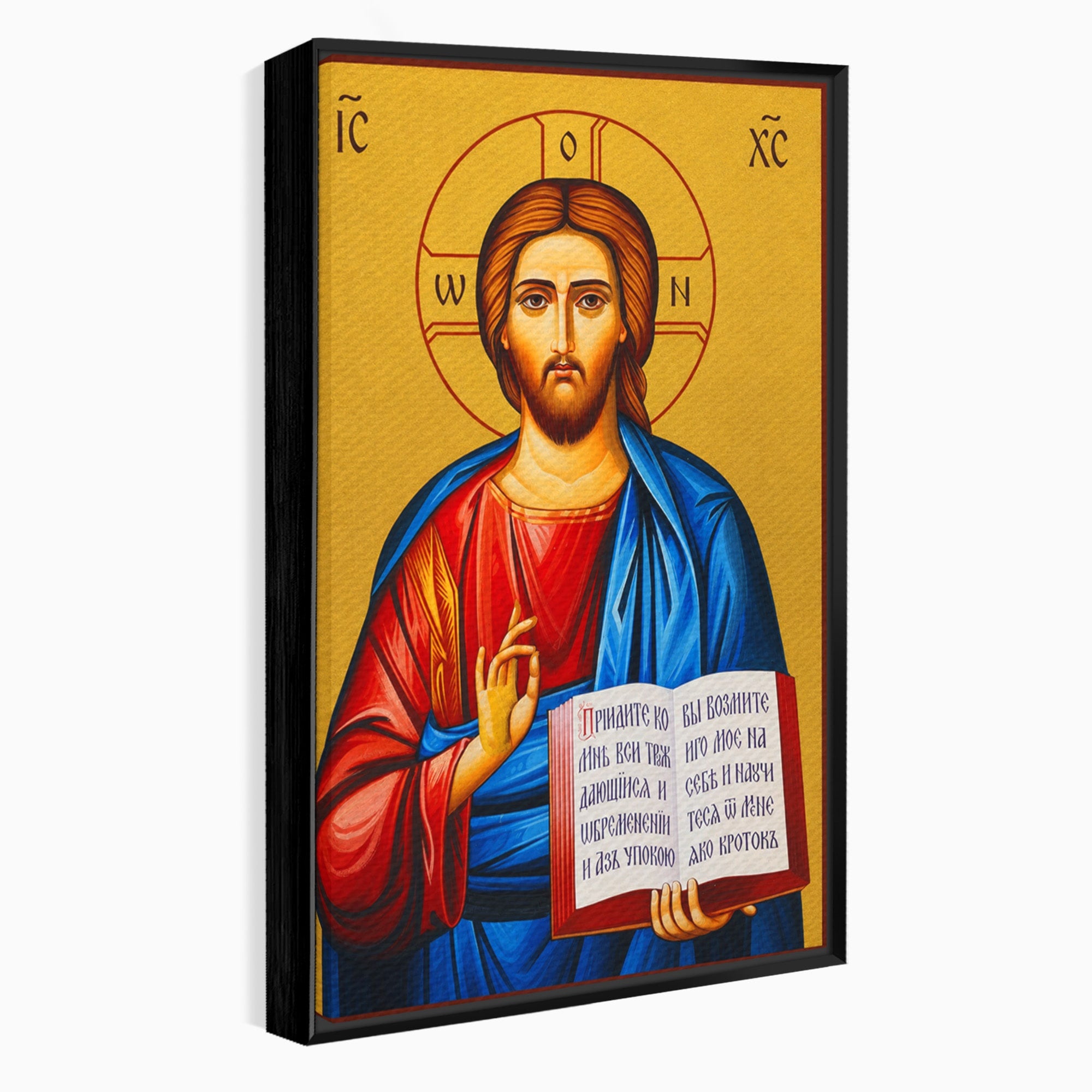 Tablou Canvas Premium LuxCanva® H1091, Iisus Hristos Binecuvantat, Icoana, Religie, Spiritualitate, Credinta, Dormitor, Birou, Culori Vibrante