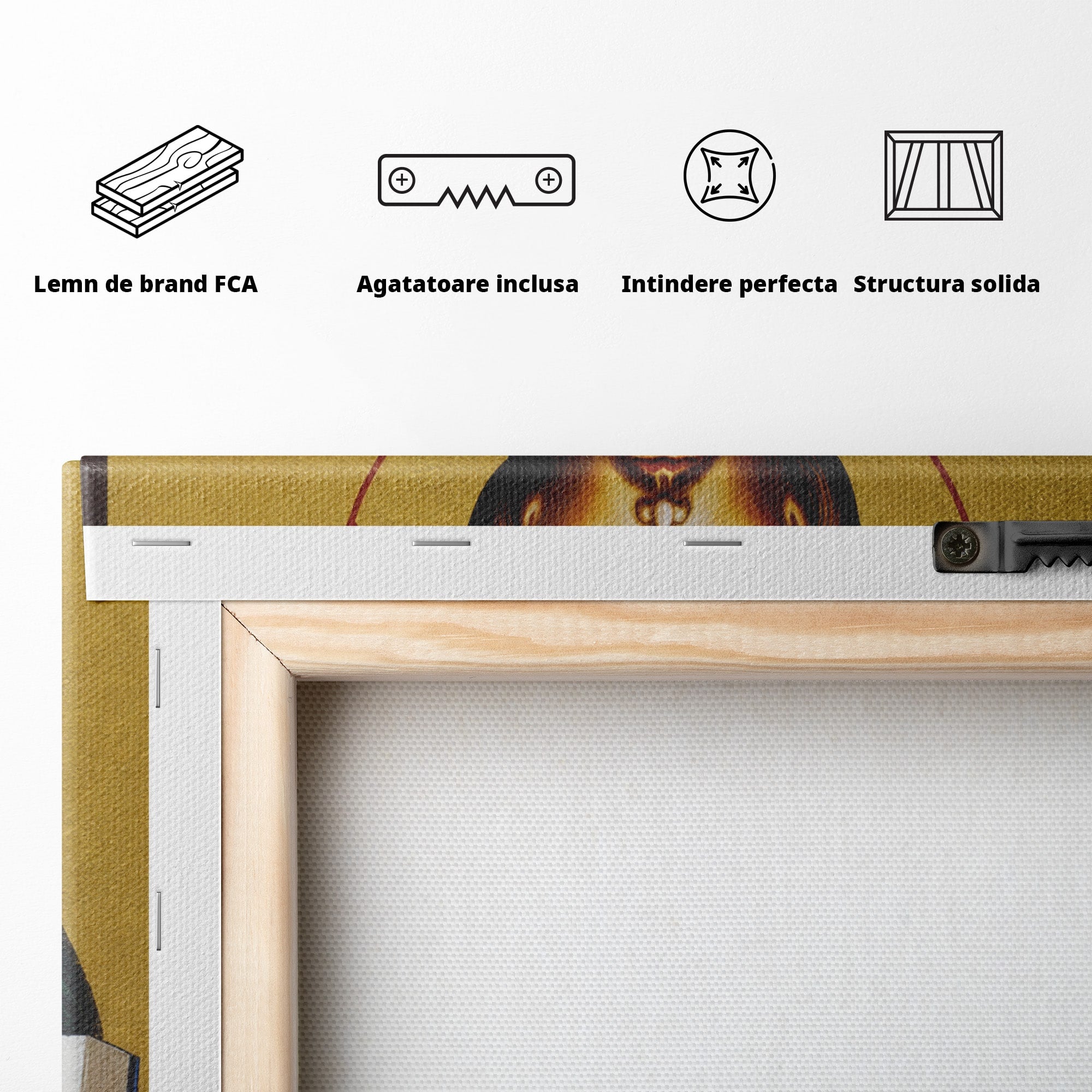 Tablou Canvas Premium LuxCanva® H1092, Iisus Hristos cu Evanghelia, Icoana, Religie, Bizantin, Spiritualitate, Dormitor, Hol, Culori Vibrante