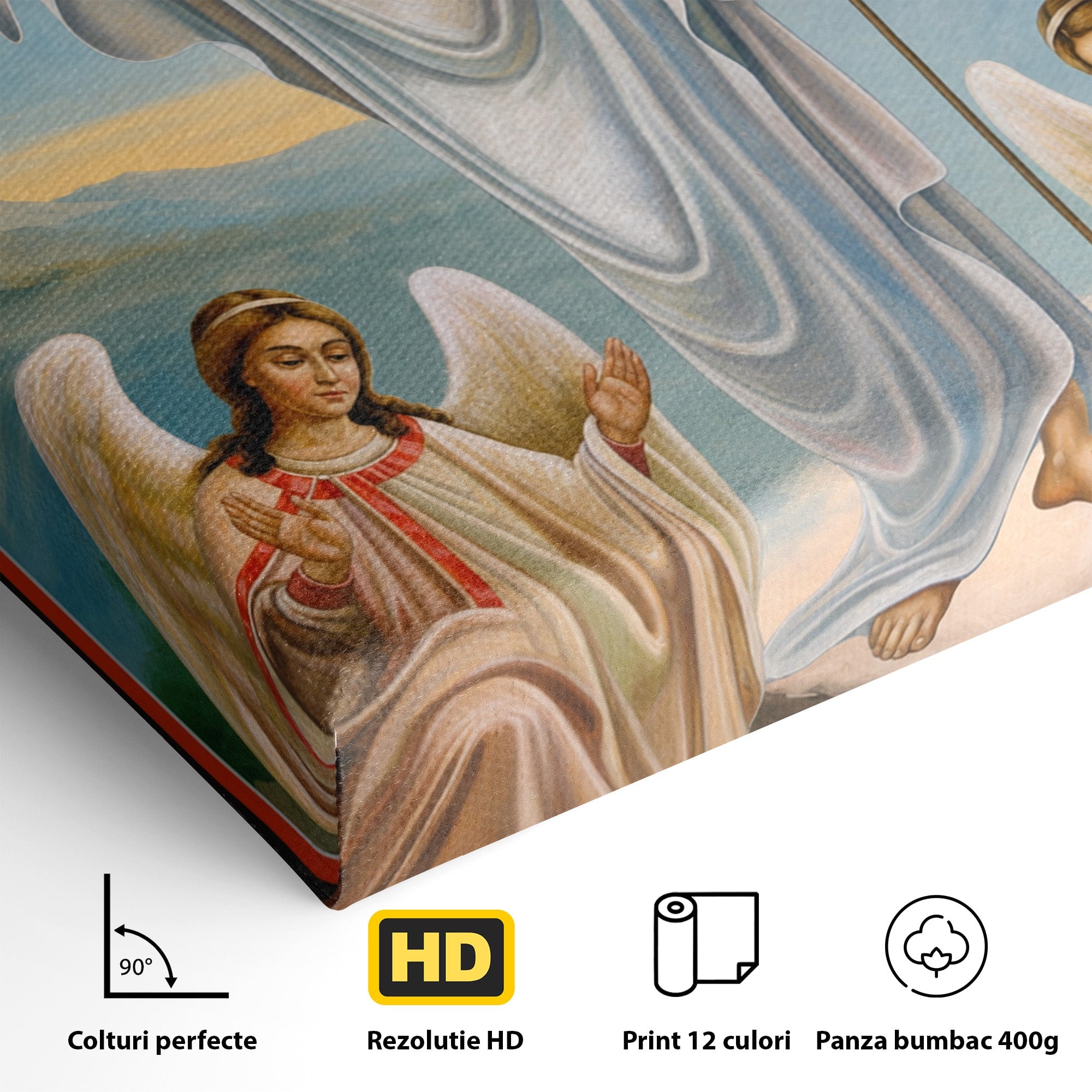 Tablou Canvas Premium LuxCanva® H1093, Hristos Cel Inviat, Religie, Icoana, Inger, Credinta, Dormitor, Living, Culori Vibrante
