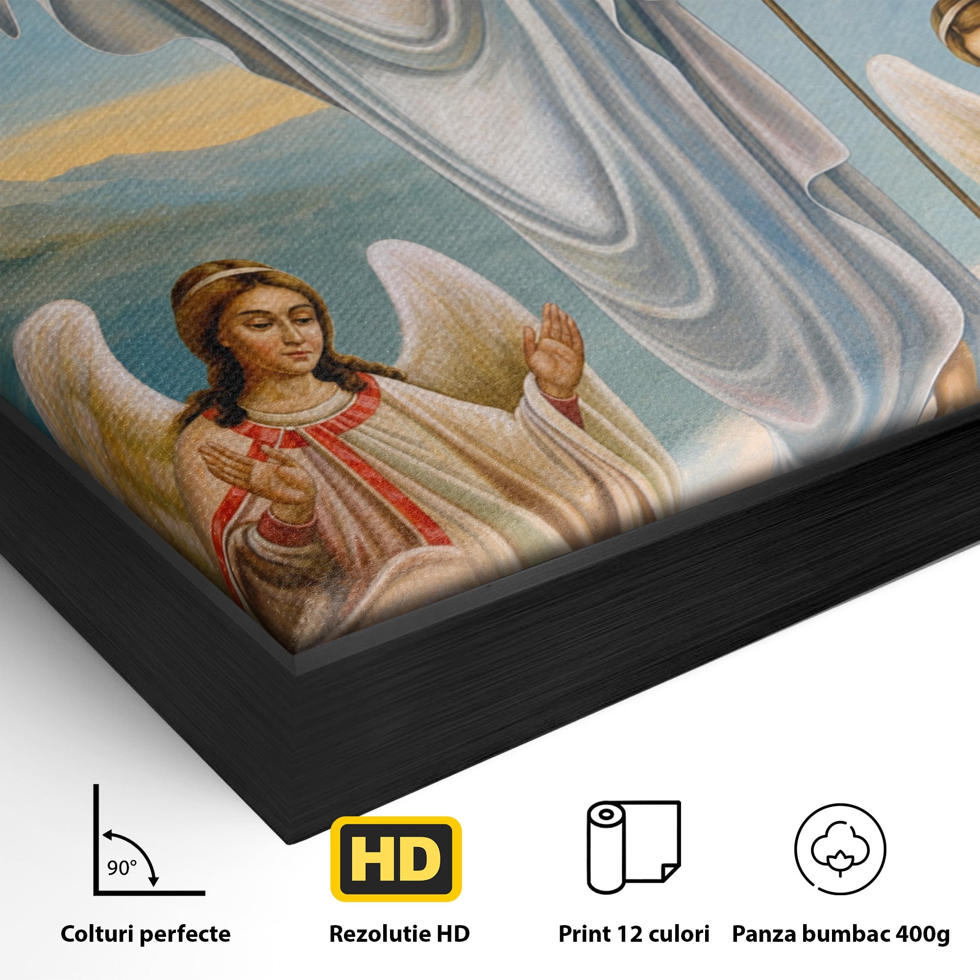 Tablou Canvas Premium LuxCanva® H1093, Hristos Cel Inviat, Religie, Icoana, Inger, Credinta, Dormitor, Living, Culori Vibrante