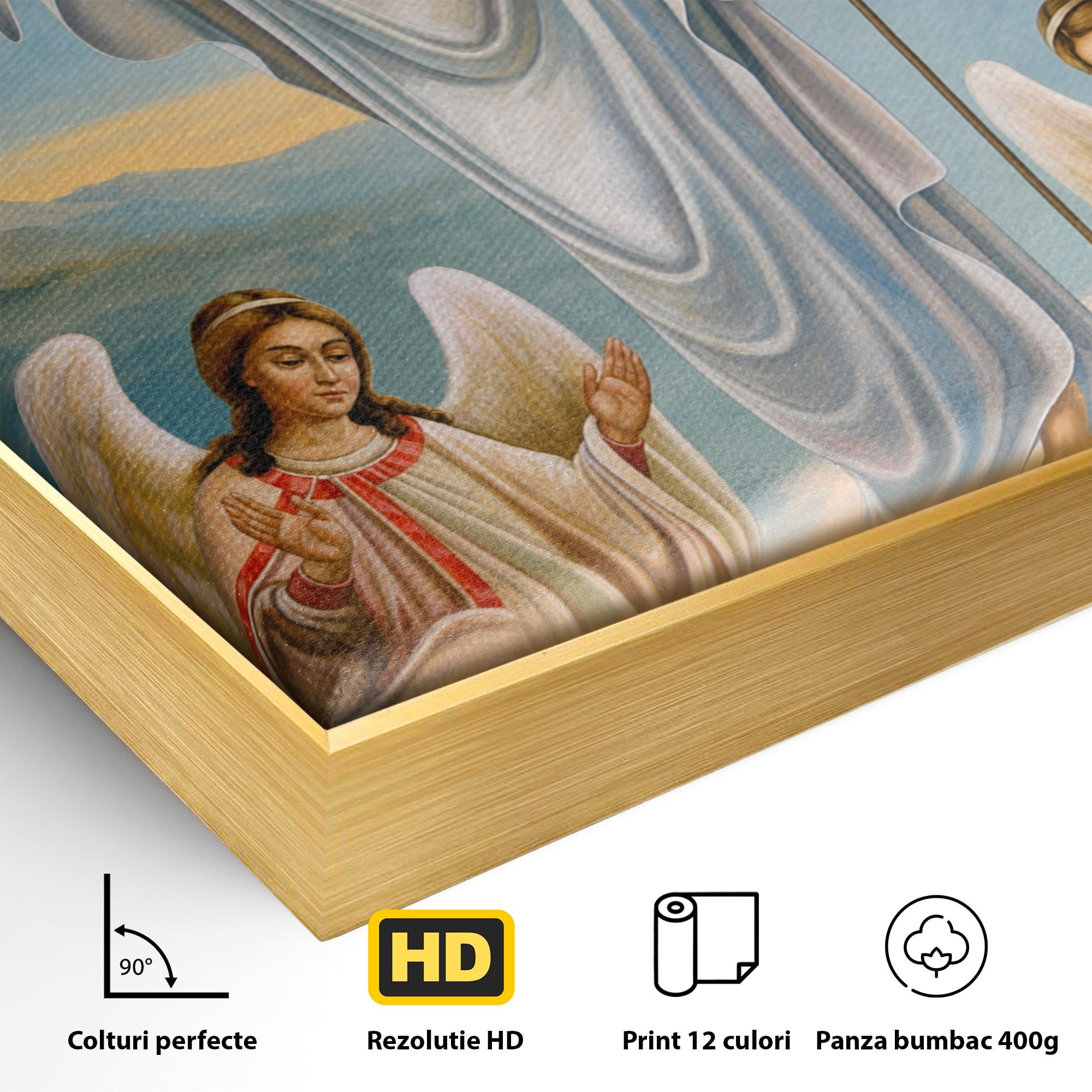 Tablou Canvas Premium LuxCanva® H1093, Hristos Cel Inviat, Religie, Icoana, Inger, Credinta, Dormitor, Living, Culori Vibrante