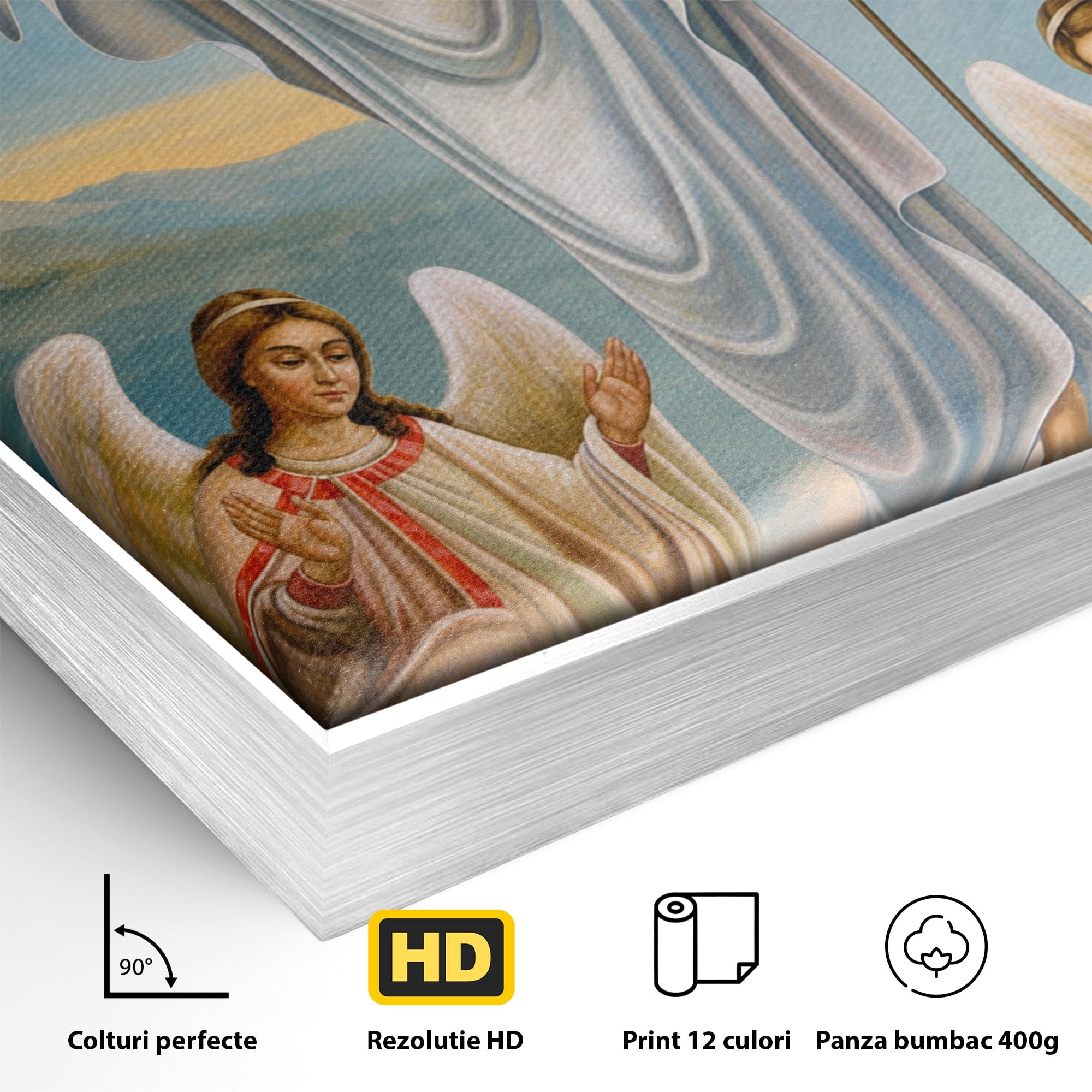 Tablou Canvas Premium LuxCanva® H1093, Hristos Cel Inviat, Religie, Icoana, Inger, Credinta, Dormitor, Living, Culori Vibrante