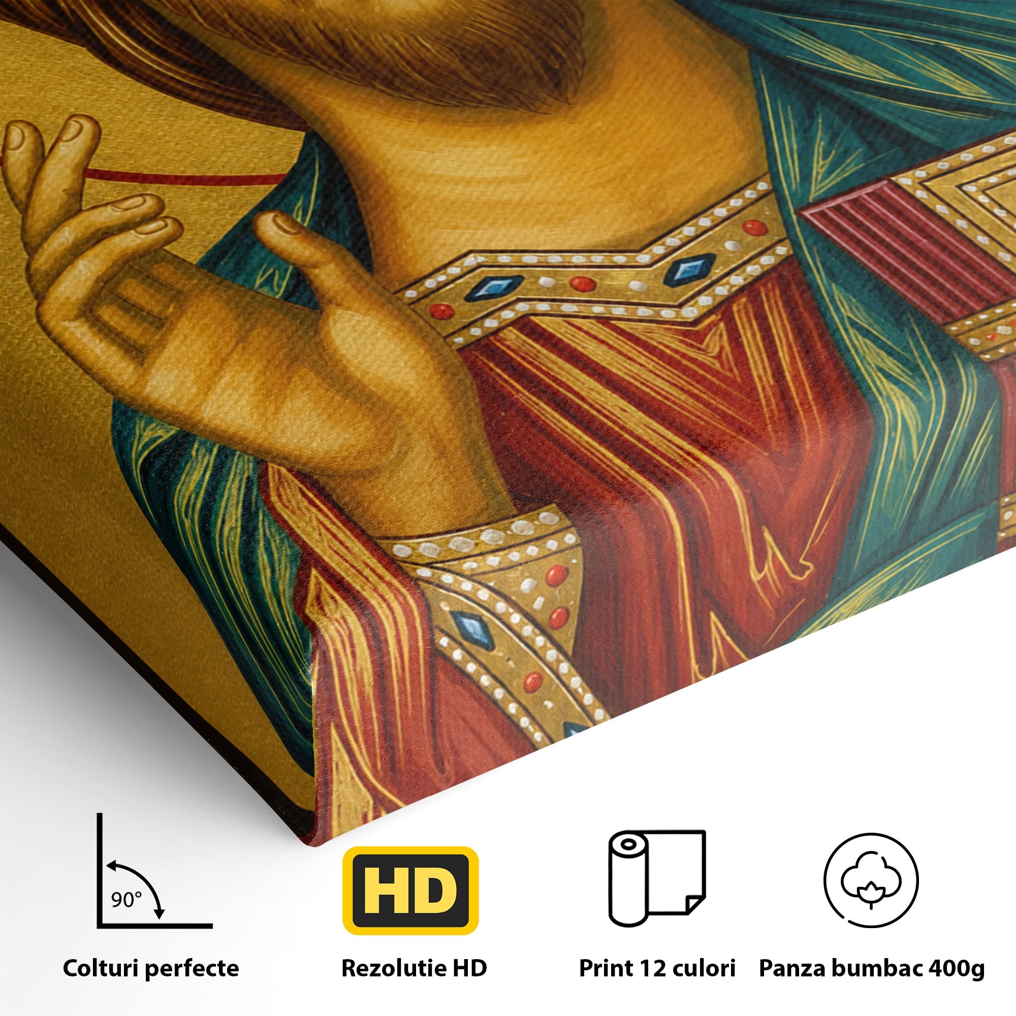 Tablou Canvas Premium LuxCanva® H1094, Hristos, Chipul Mantuirii, Icoana, Religie, Spiritualitate, Credinta, Dormitor, Birou, Culori Vibrante