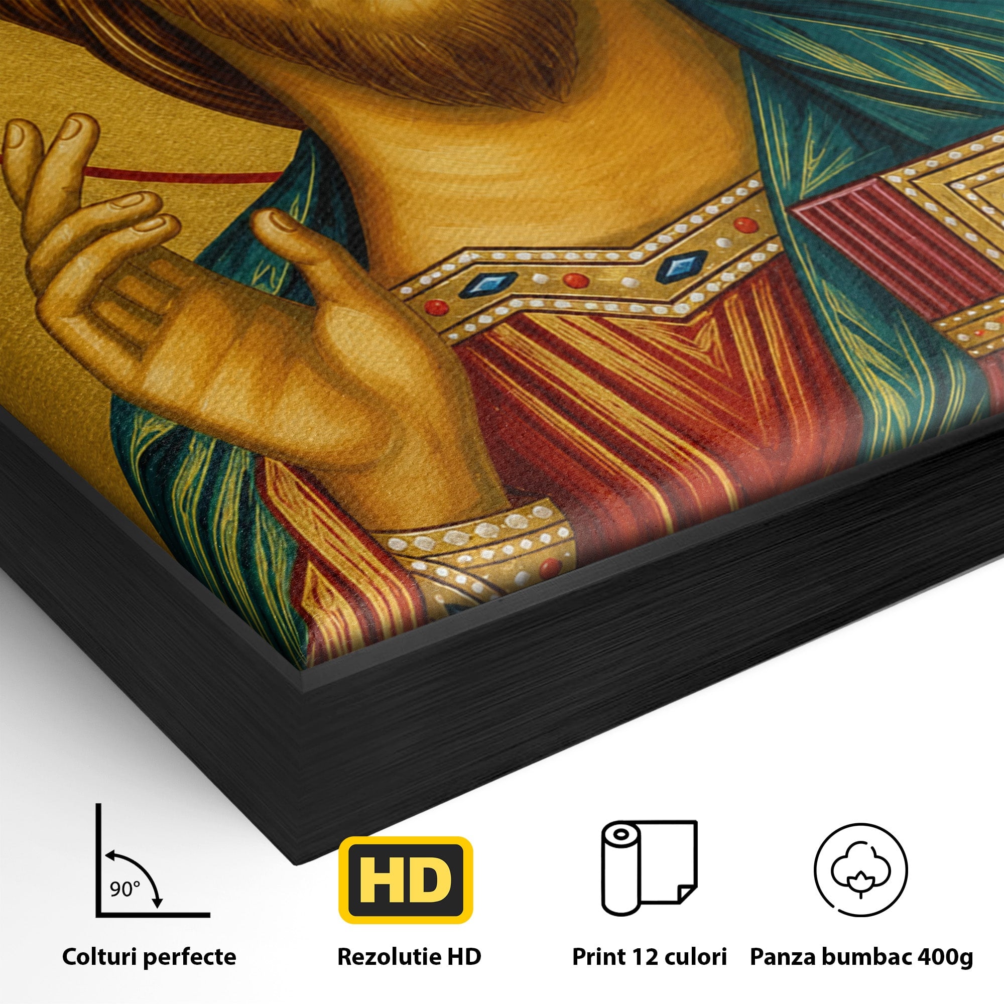 Tablou Canvas Premium LuxCanva® H1094, Hristos, Chipul Mantuirii, Icoana, Religie, Spiritualitate, Credinta, Dormitor, Birou, Culori Vibrante
