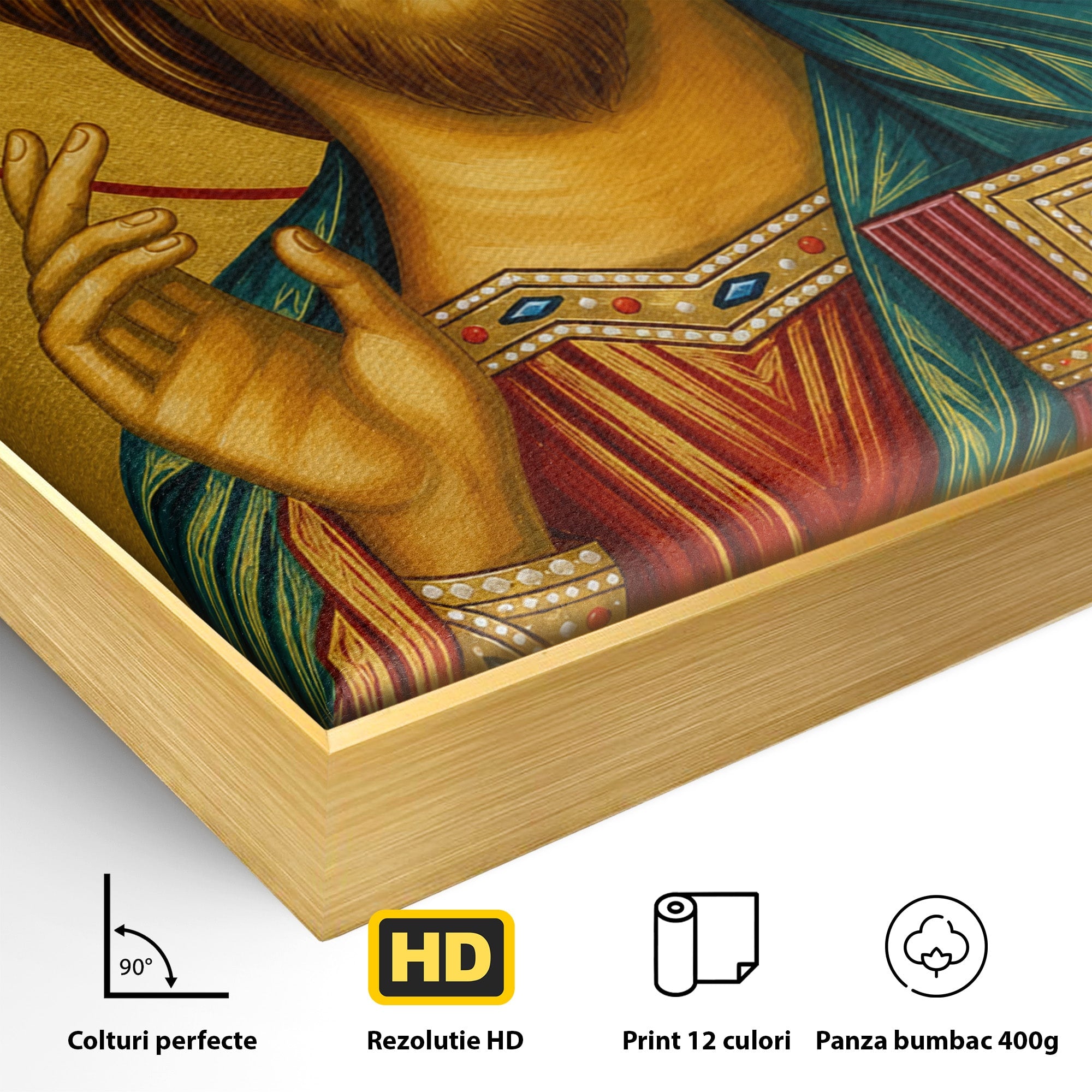 Tablou Canvas Premium LuxCanva® H1094, Hristos, Chipul Mantuirii, Icoana, Religie, Spiritualitate, Credinta, Dormitor, Birou, Culori Vibrante