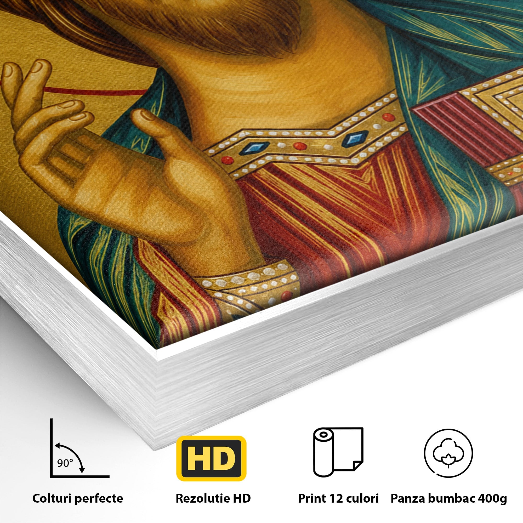 Tablou Canvas Premium LuxCanva® H1094, Hristos, Chipul Mantuirii, Icoana, Religie, Spiritualitate, Credinta, Dormitor, Birou, Culori Vibrante