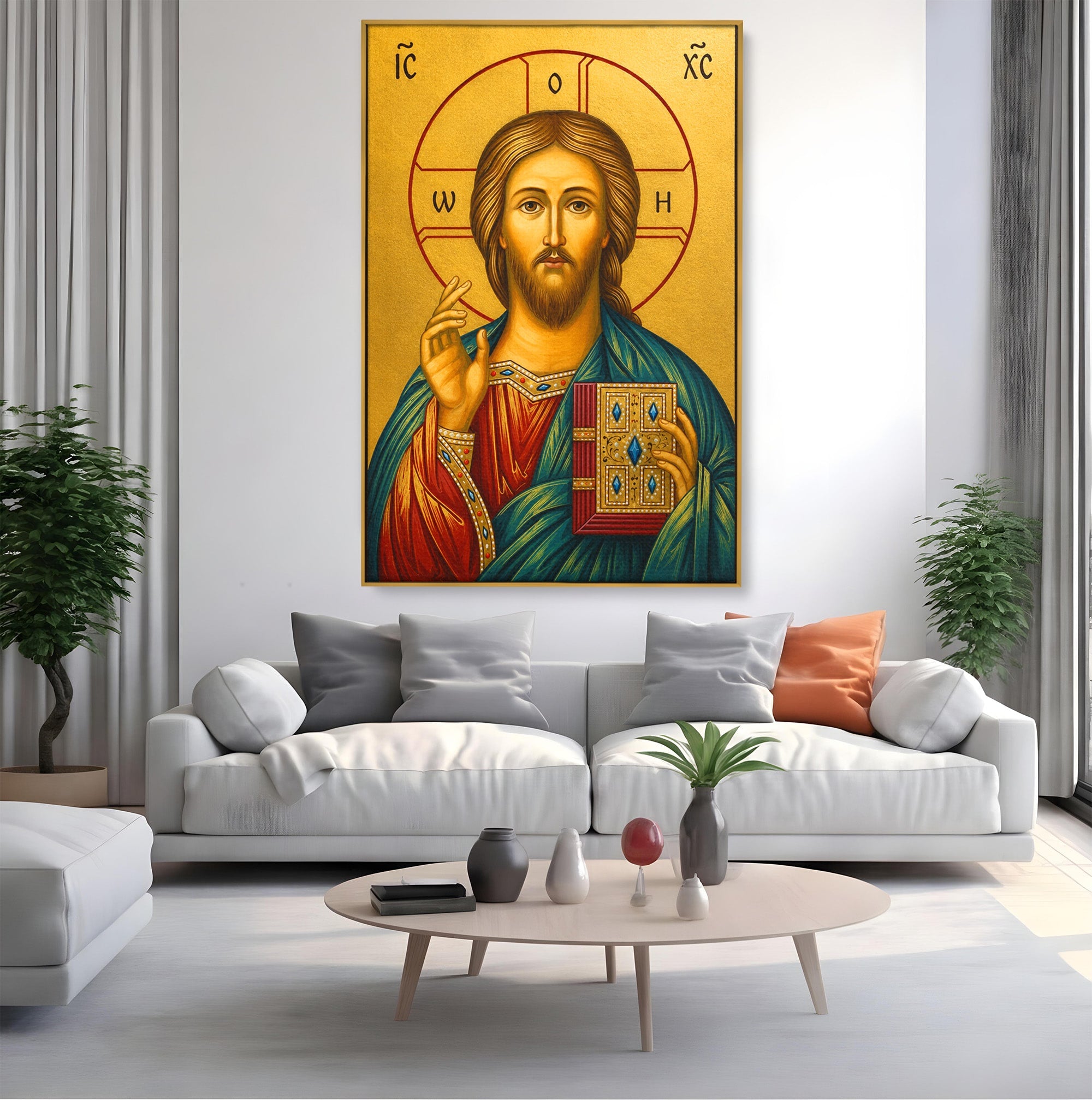 Tablou Canvas Premium LuxCanva® H1094, Hristos, Chipul Mantuirii, Icoana, Religie, Spiritualitate, Credinta, Dormitor, Birou, Culori Vibrante