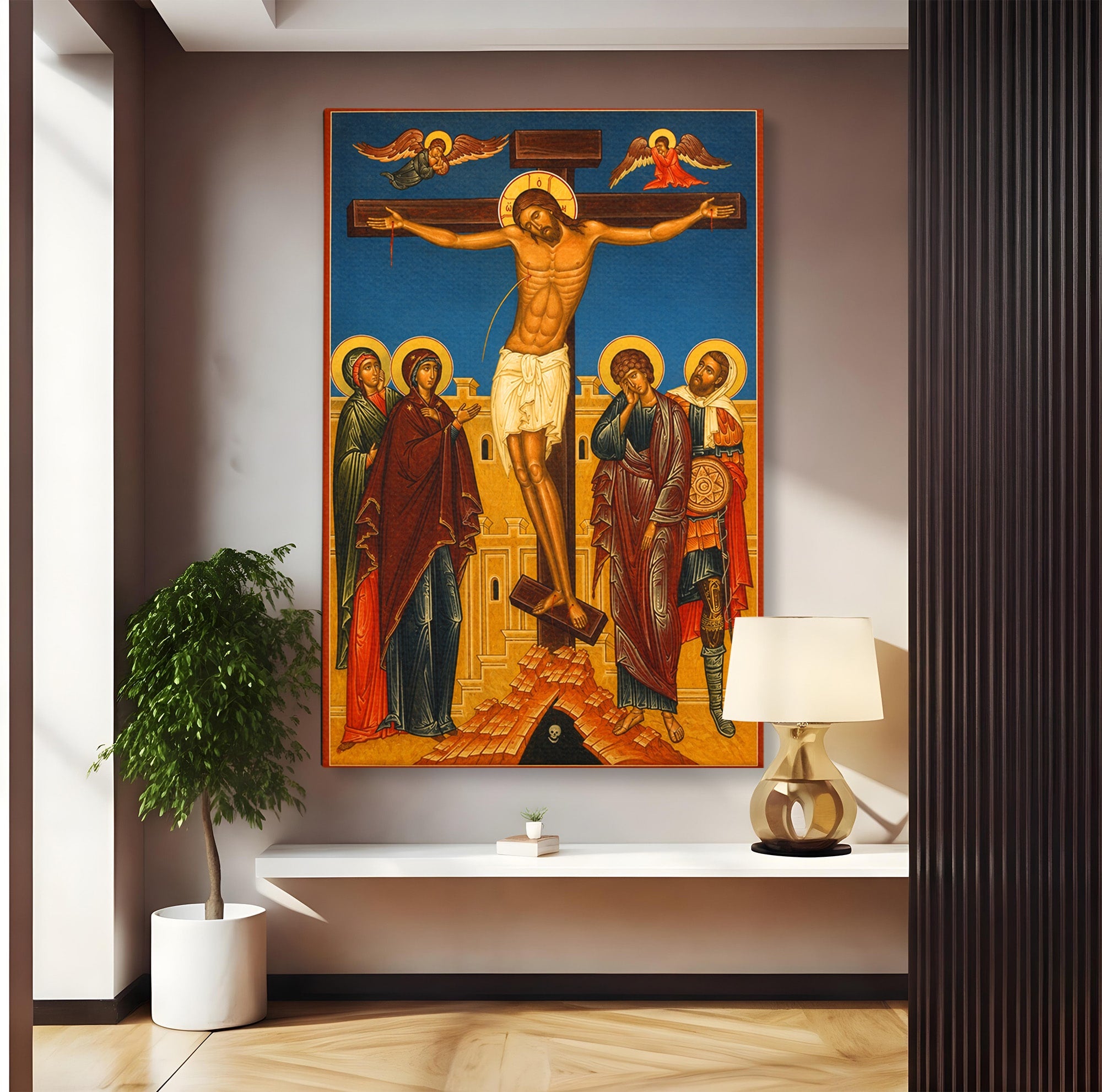 Tablou Canvas Premium LuxCanva® H1095, Jertfa Iubirii Divine, Religie, Icoana, Credinta, Spiritualitate, Dormitor, Birou, Culori Vibrante