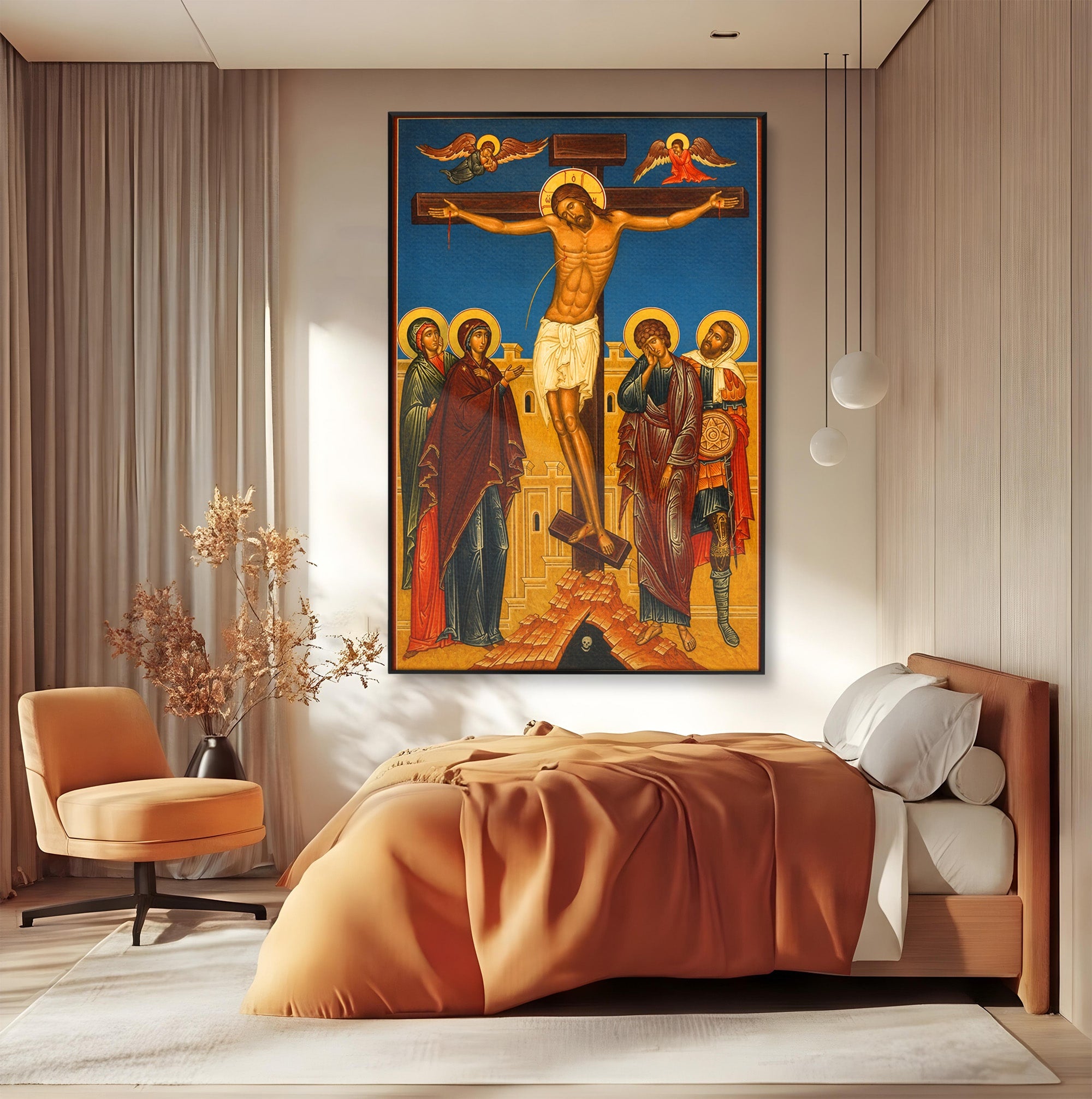 Tablou Canvas Premium LuxCanva® H1095, Jertfa Iubirii Divine, Religie, Icoana, Credinta, Spiritualitate, Dormitor, Birou, Culori Vibrante