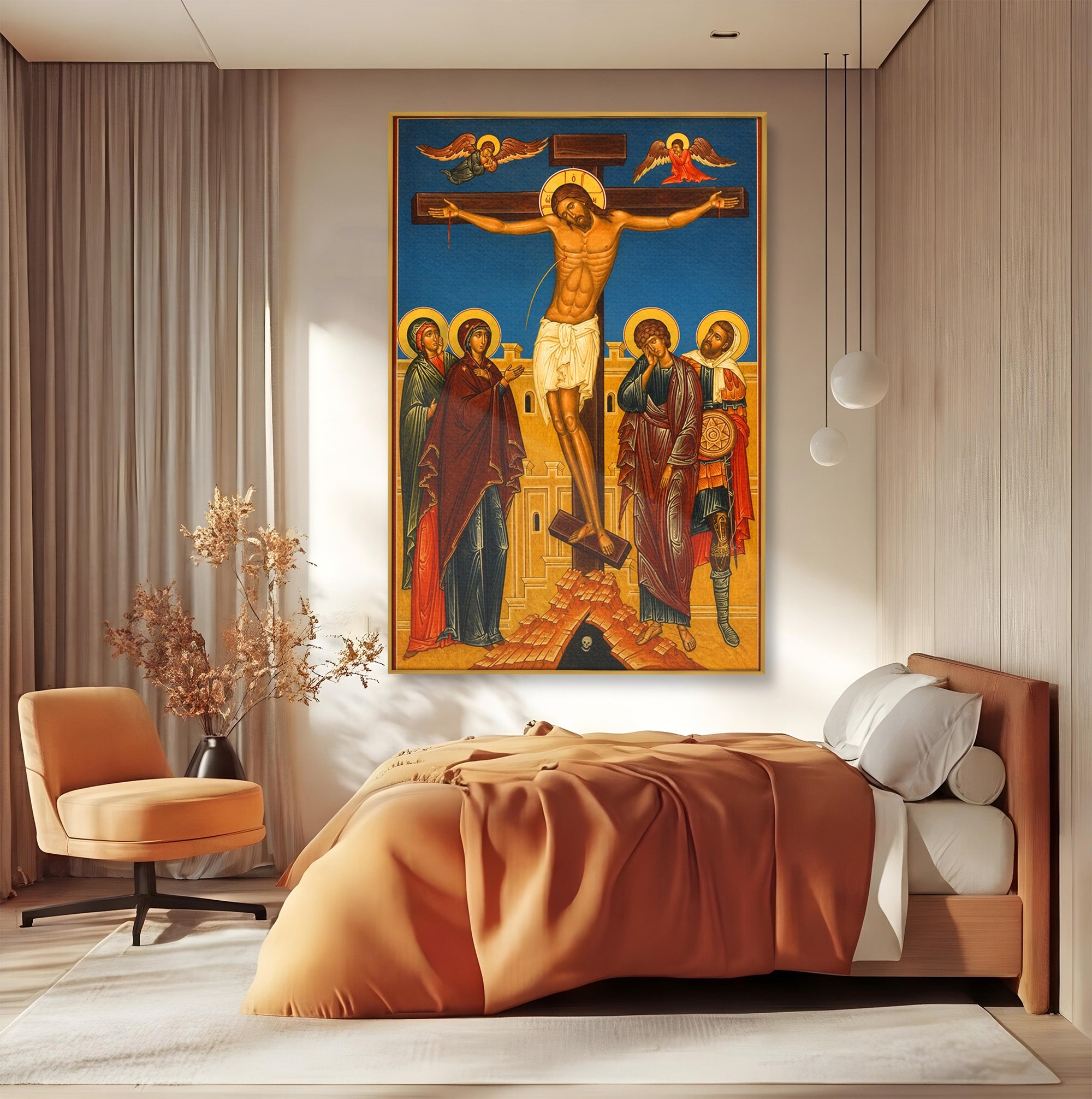 Tablou Canvas Premium LuxCanva® H1095, Jertfa Iubirii Divine, Religie, Icoana, Credinta, Spiritualitate, Dormitor, Birou, Culori Vibrante