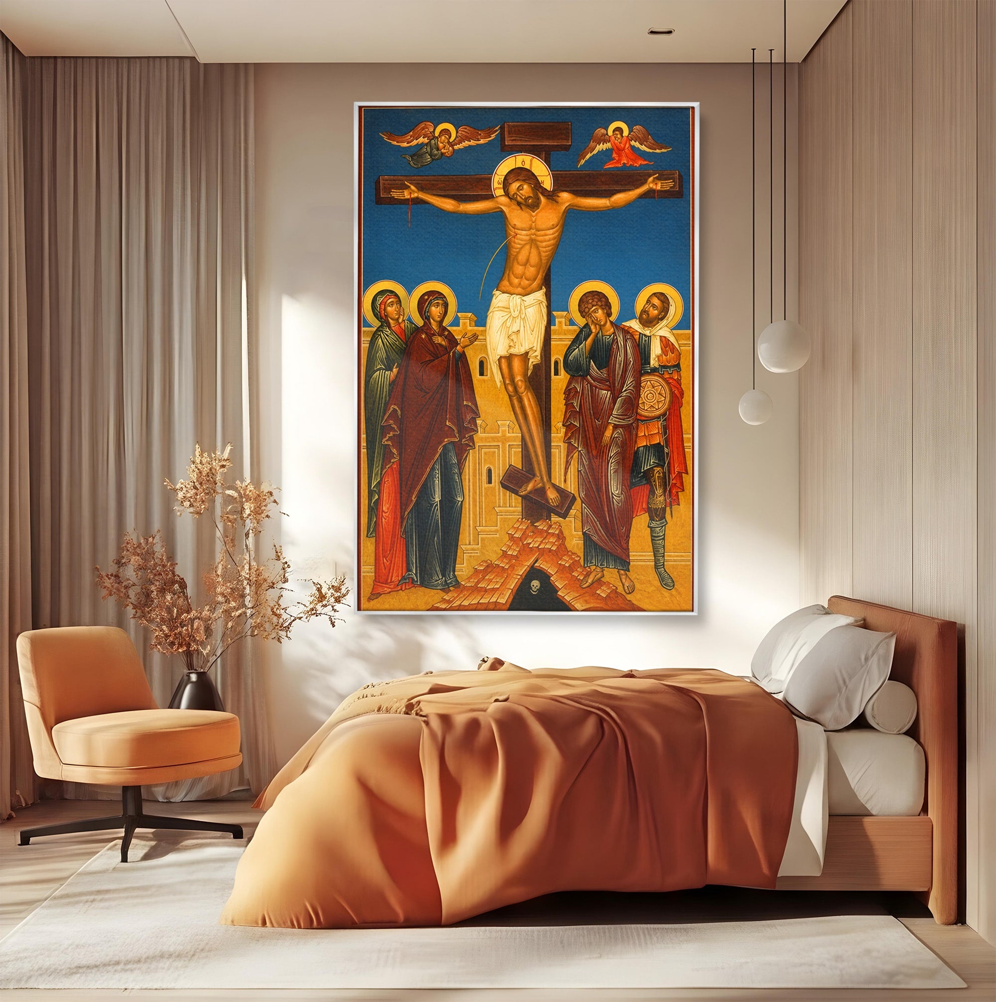 Tablou Canvas Premium LuxCanva® H1095, Jertfa Iubirii Divine, Religie, Icoana, Credinta, Spiritualitate, Dormitor, Birou, Culori Vibrante