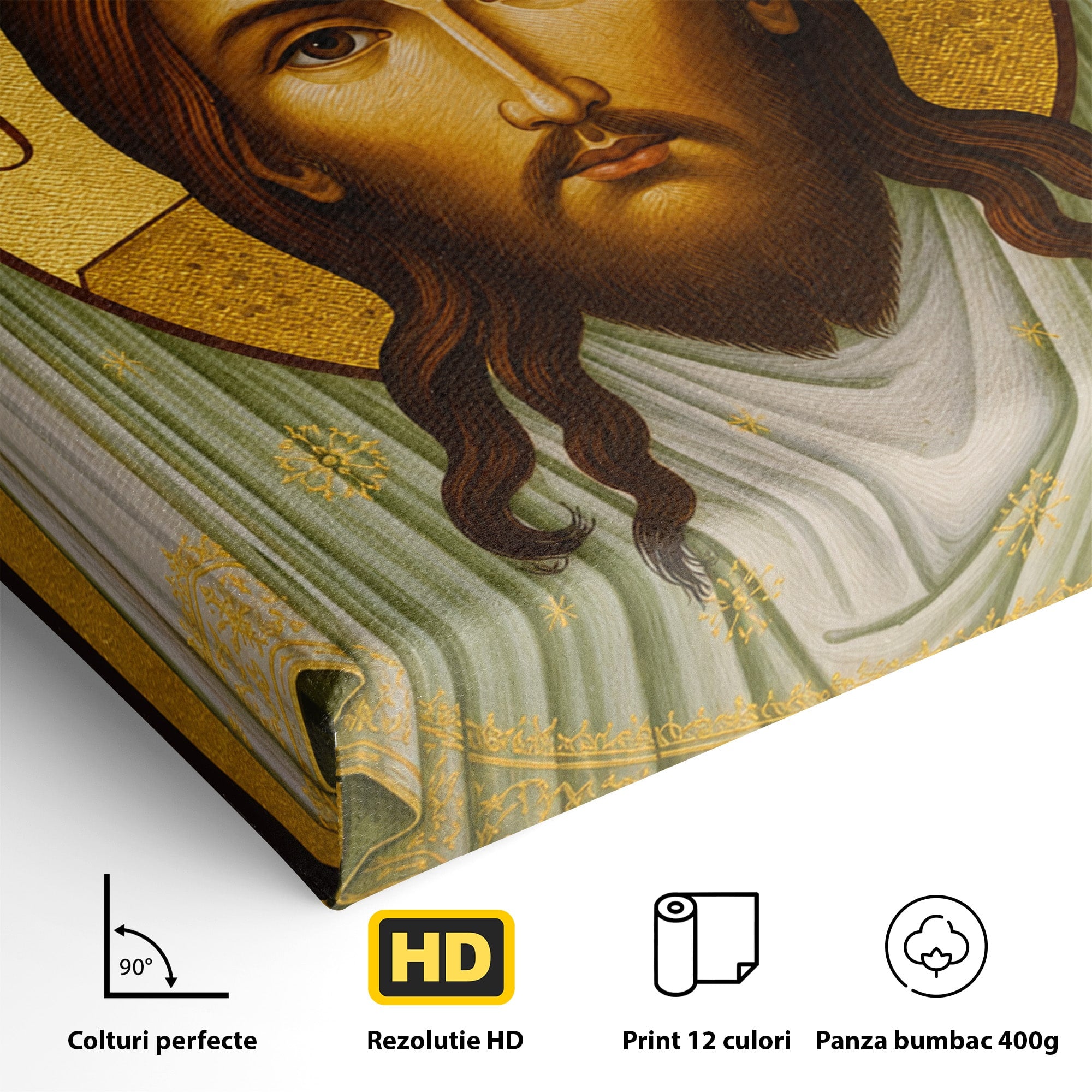 Tablou Canvas Premium LuxCanva® H1096, Fata Milostivirii Divine, Icoana, Religie, Spiritualitate, Credinta, Arta Sacra, Dormitor, Birou, Culori Vibrante