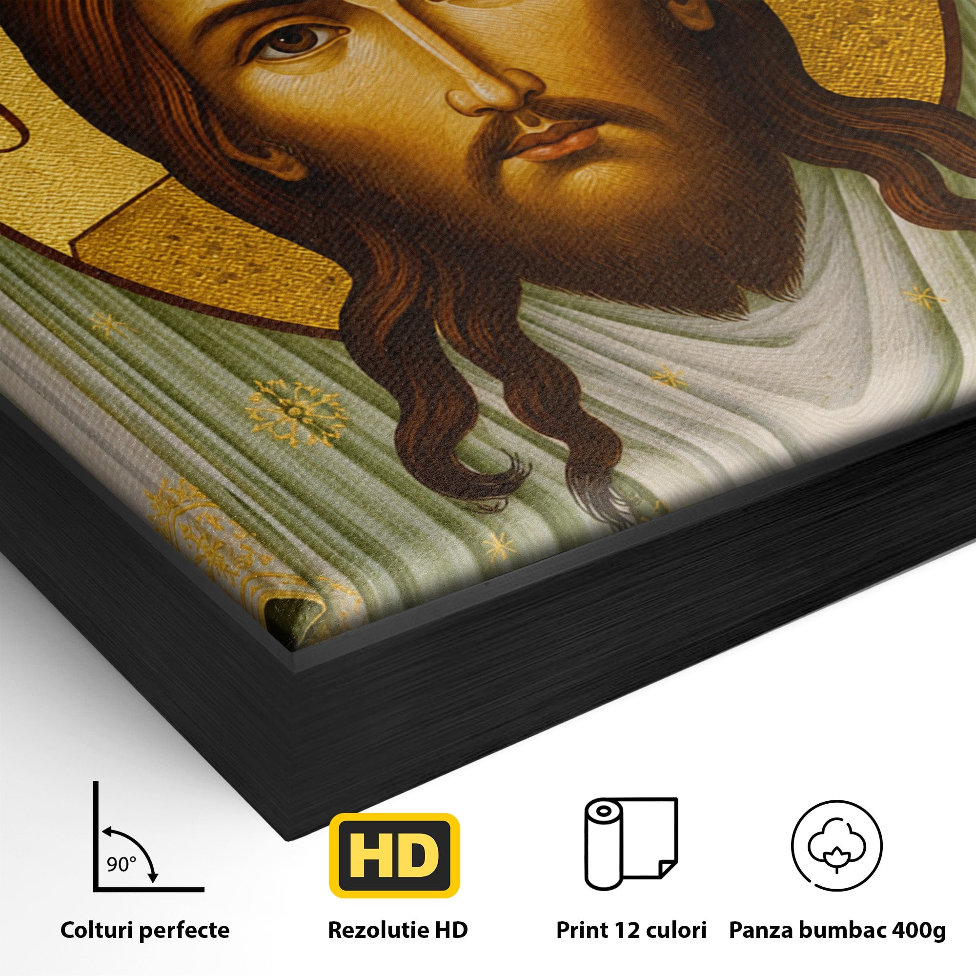 Tablou Canvas Premium LuxCanva® H1096, Fata Milostivirii Divine, Icoana, Religie, Spiritualitate, Credinta, Arta Sacra, Dormitor, Birou, Culori Vibrante
