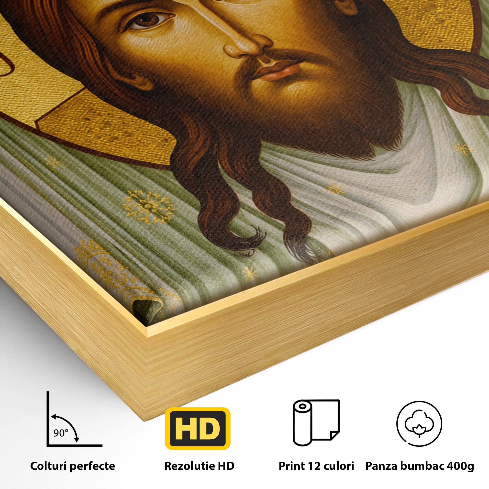 Tablou Canvas Premium LuxCanva® H1096, Fata Milostivirii Divine, Icoana, Religie, Spiritualitate, Credinta, Arta Sacra, Dormitor, Birou, Culori Vibrante