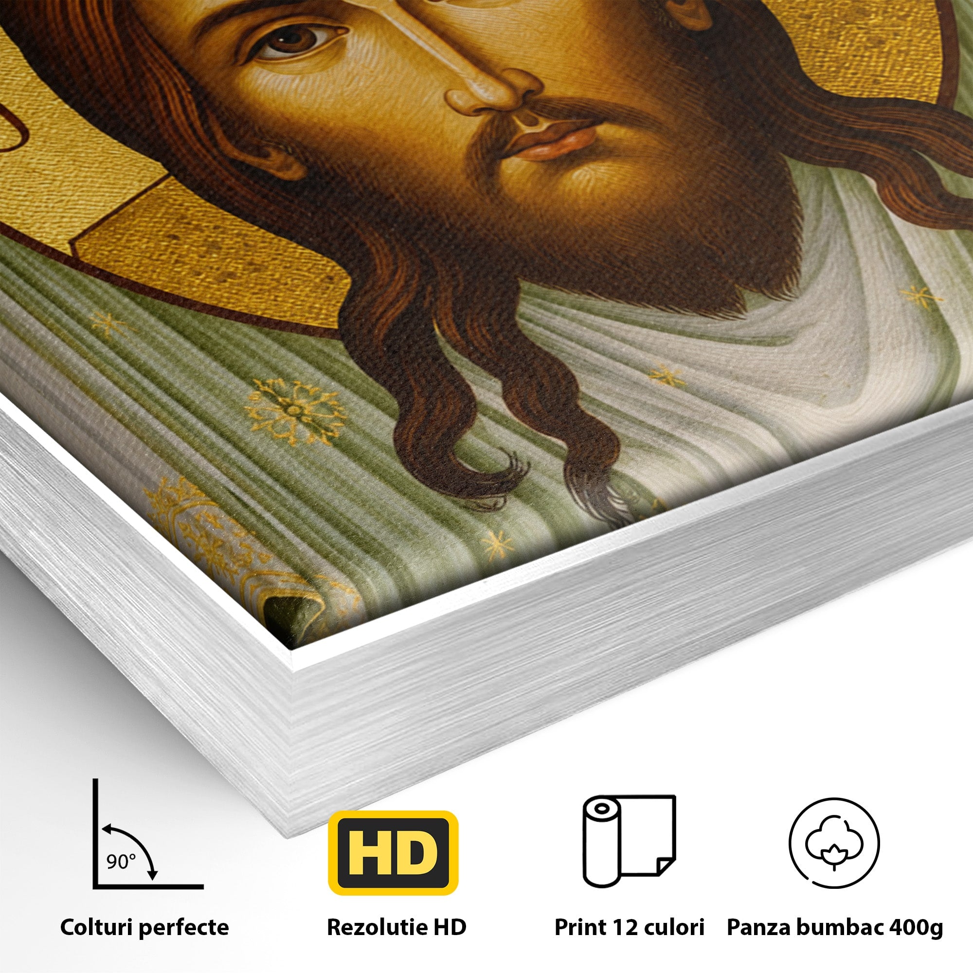 Tablou Canvas Premium LuxCanva® H1096, Fata Milostivirii Divine, Icoana, Religie, Spiritualitate, Credinta, Arta Sacra, Dormitor, Birou, Culori Vibrante