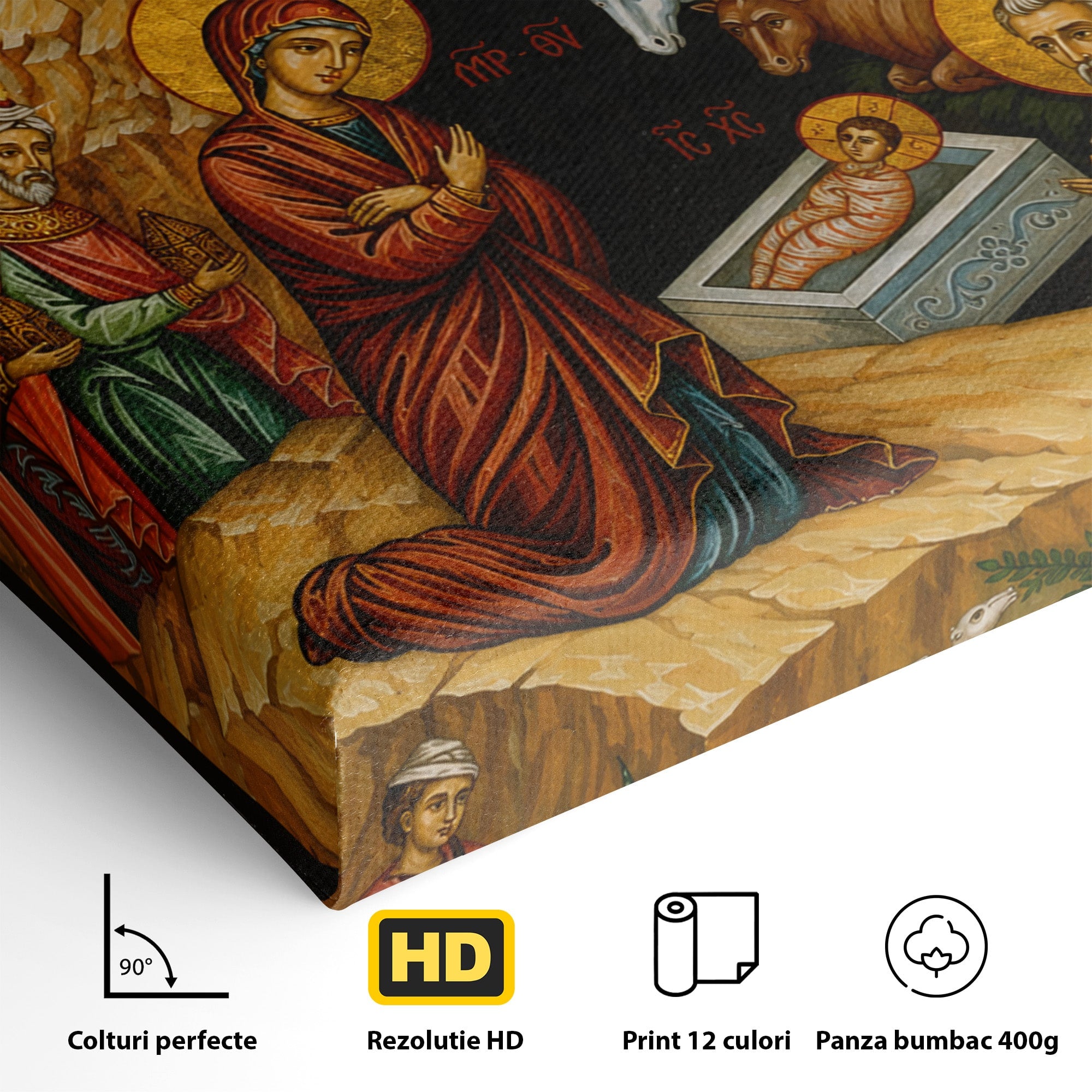 Tablou Canvas Premium LuxCanva® H1098, Nasterea lui Iisus Hristos, Religie, Icoana, Nastere, Spiritualitate, Dormitor, Culori Vibrante