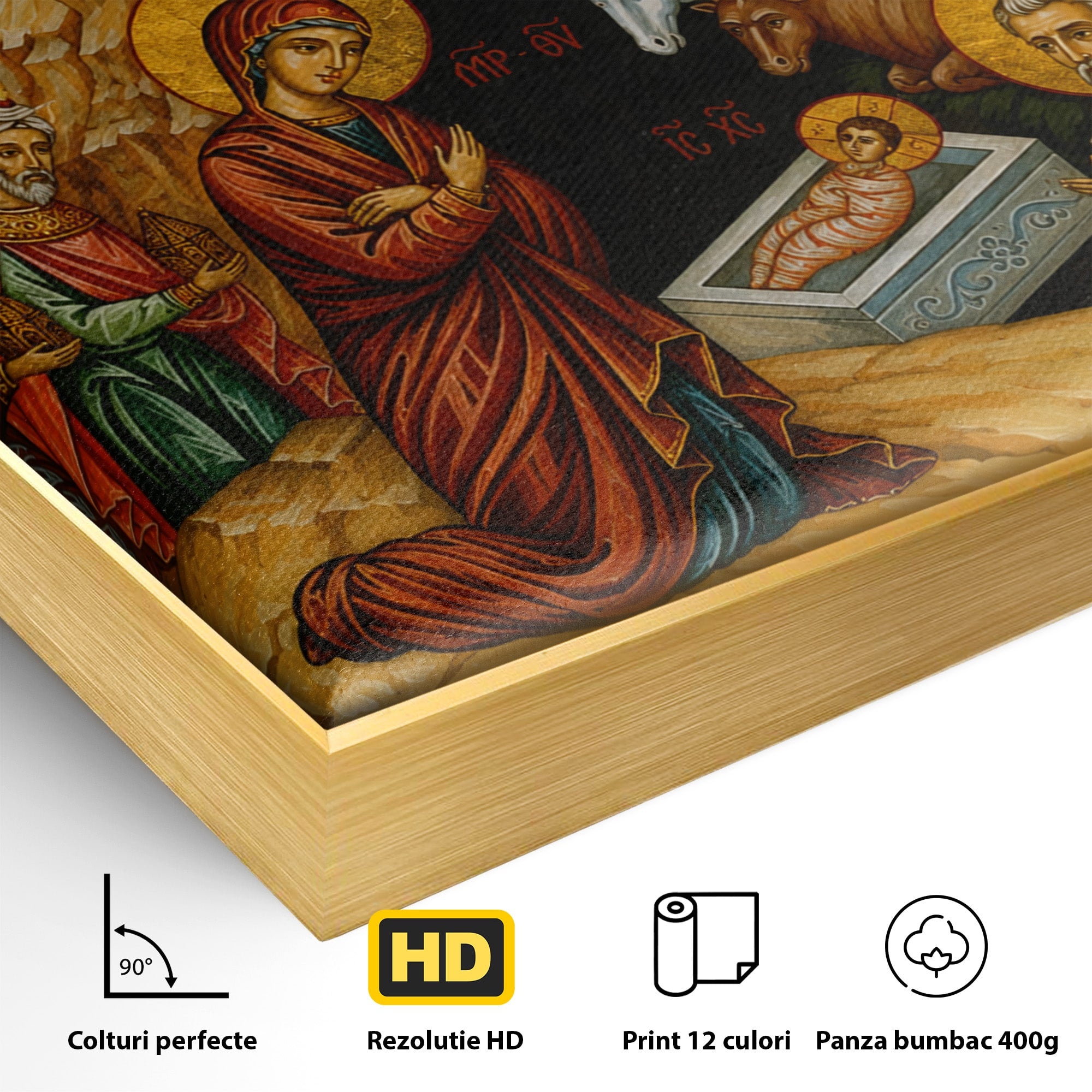 Tablou Canvas Premium LuxCanva® H1098, Nasterea lui Iisus Hristos, Religie, Icoana, Nastere, Spiritualitate, Dormitor, Culori Vibrante