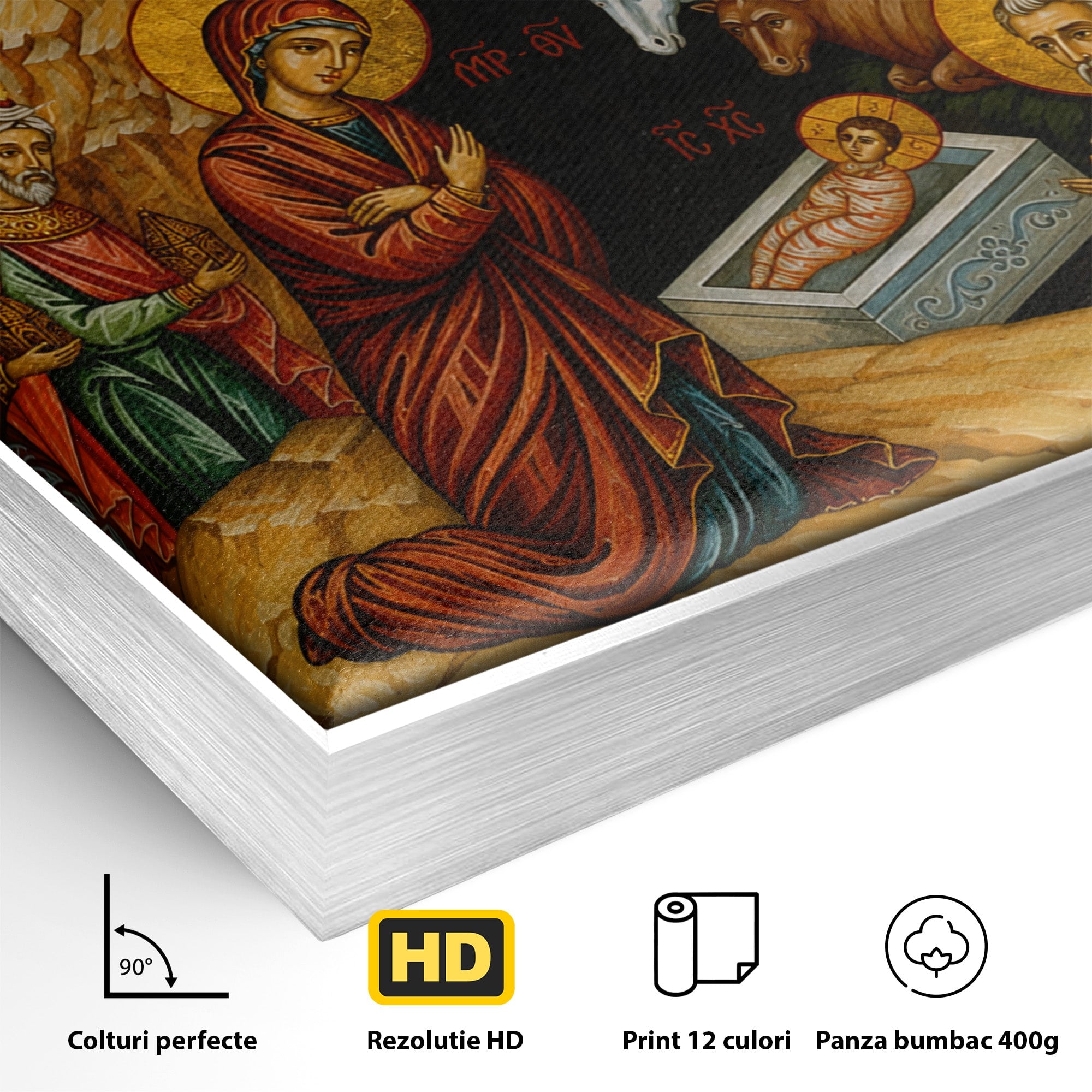 Tablou Canvas Premium LuxCanva® H1098, Nasterea lui Iisus Hristos, Religie, Icoana, Nastere, Spiritualitate, Dormitor, Culori Vibrante