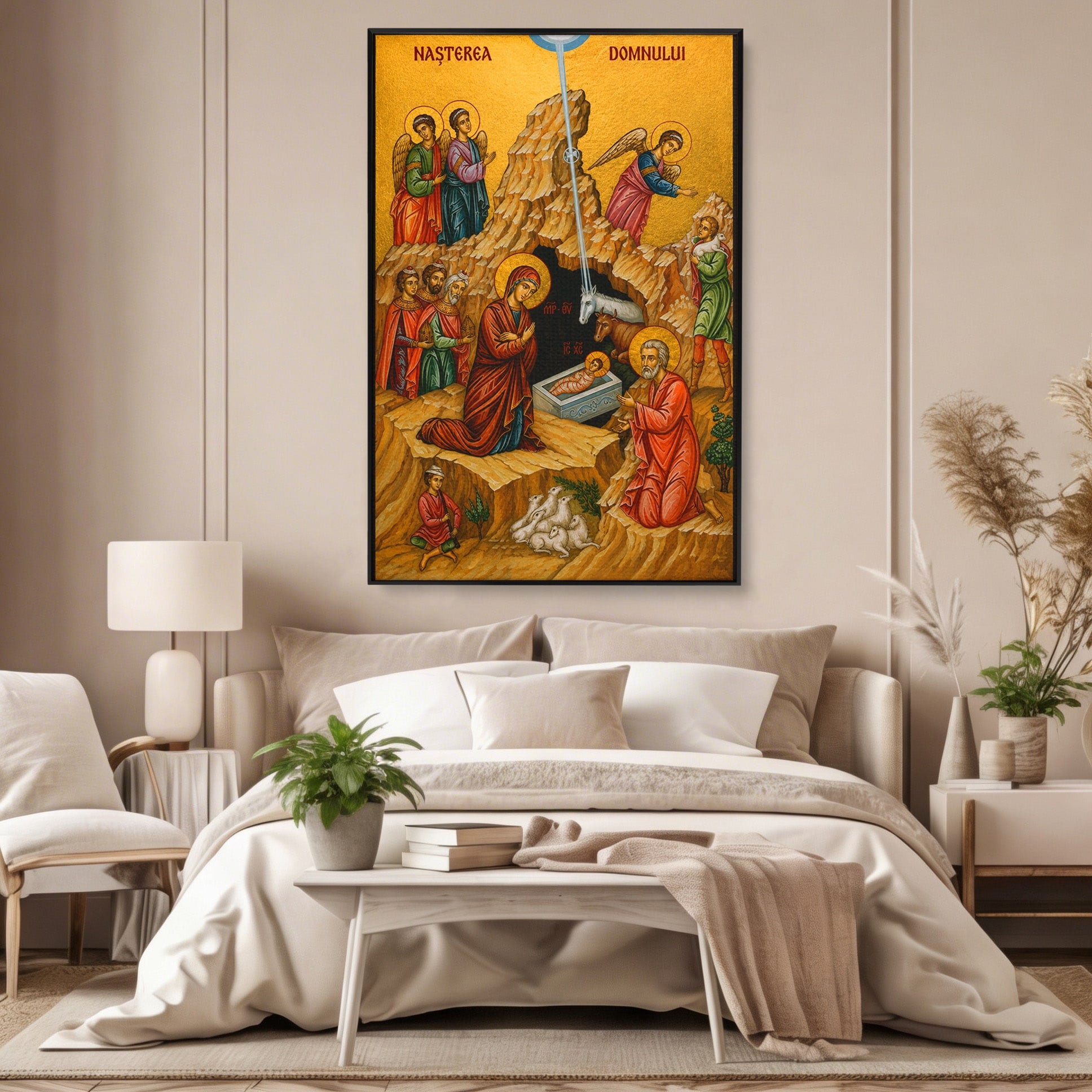 Tablou Canvas Premium LuxCanva® H1098, Nasterea lui Iisus Hristos, Religie, Icoana, Nastere, Spiritualitate, Dormitor, Culori Vibrante