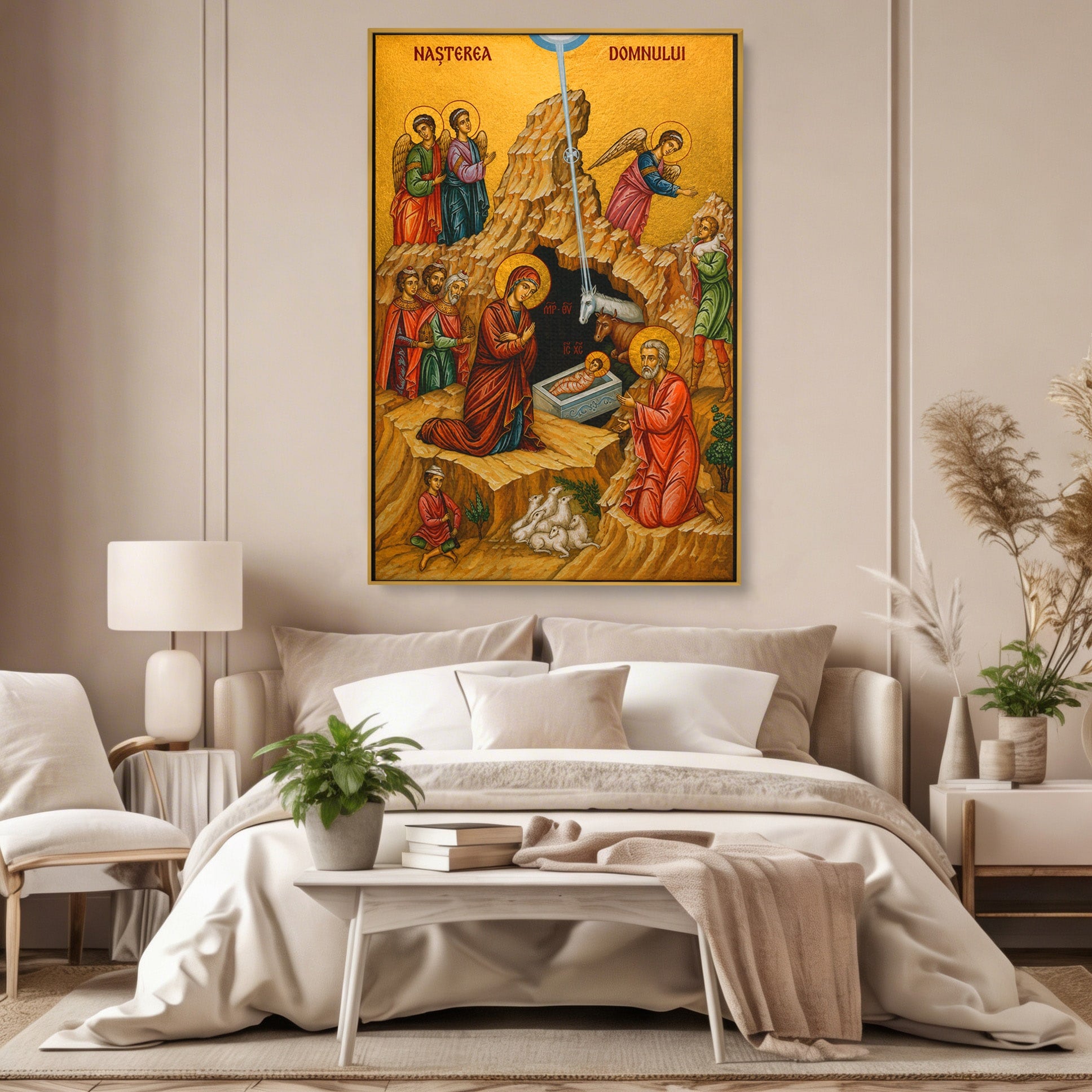 Tablou Canvas Premium LuxCanva® H1098, Nasterea lui Iisus Hristos, Religie, Icoana, Nastere, Spiritualitate, Dormitor, Culori Vibrante