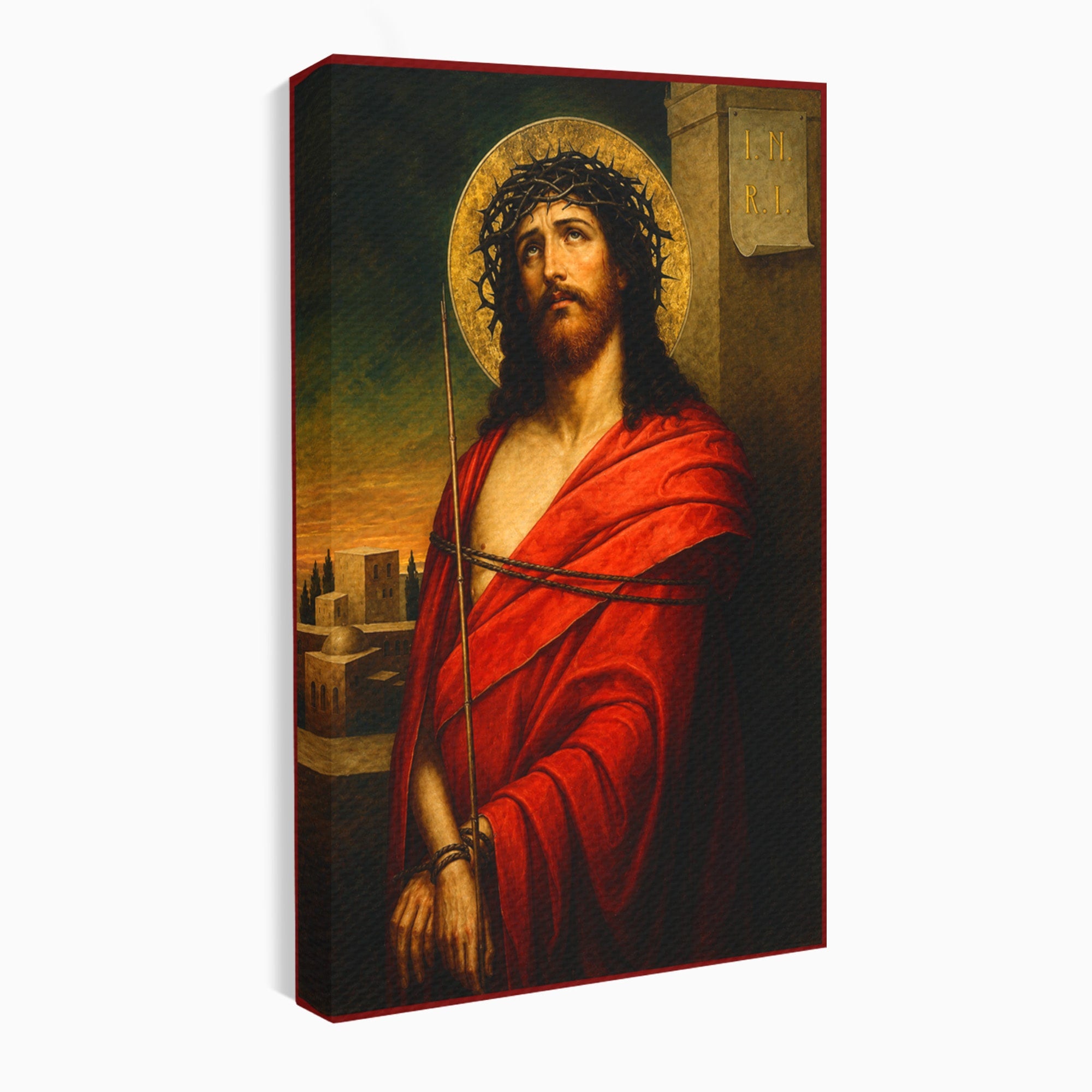 Tablou Canvas Premium LuxCanva® H1099, Iisus Hristos in Patimi, Iisus, Religie, Portret, Istorie, Dormitor, Culori Vibrante