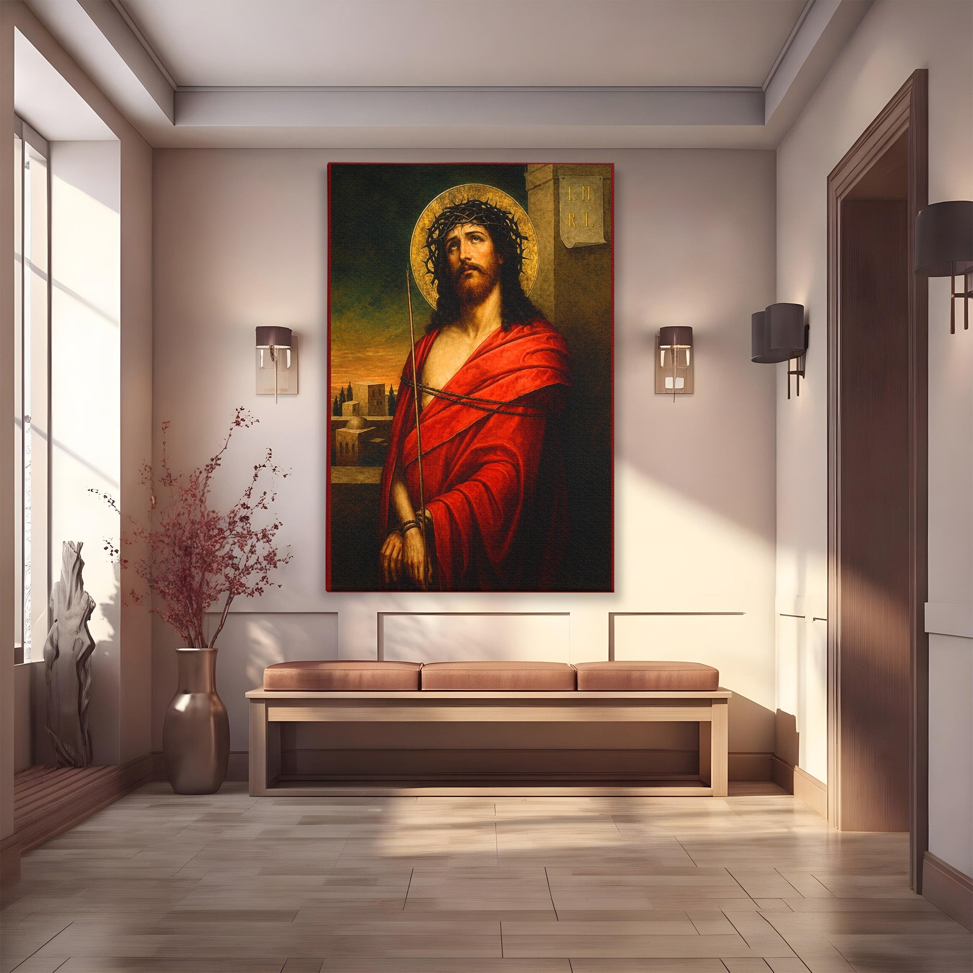Tablou Canvas Premium LuxCanva® H1099, Iisus Hristos in Patimi, Iisus, Religie, Portret, Istorie, Dormitor, Culori Vibrante