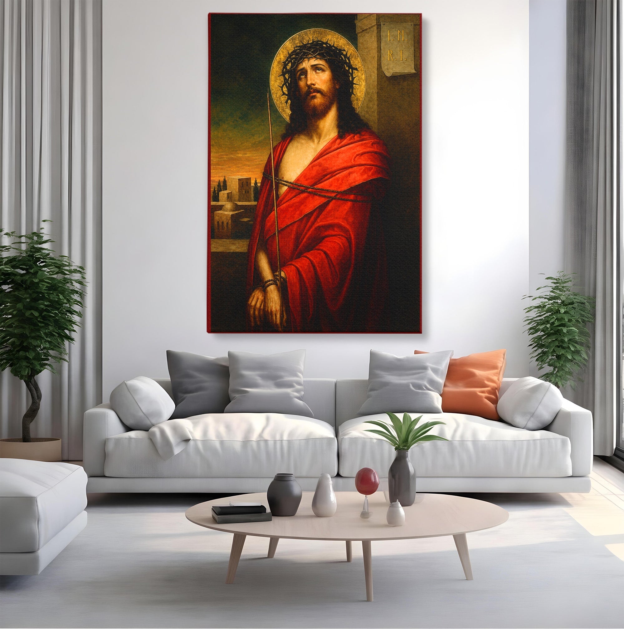 Tablou Canvas Premium LuxCanva® H1099, Iisus Hristos in Patimi, Iisus, Religie, Portret, Istorie, Dormitor, Culori Vibrante