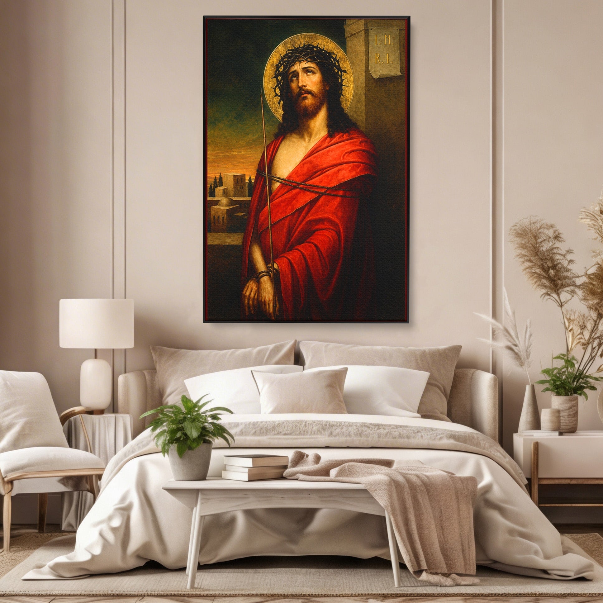 Tablou Canvas Premium LuxCanva® H1099, Iisus Hristos in Patimi, Iisus, Religie, Portret, Istorie, Dormitor, Culori Vibrante