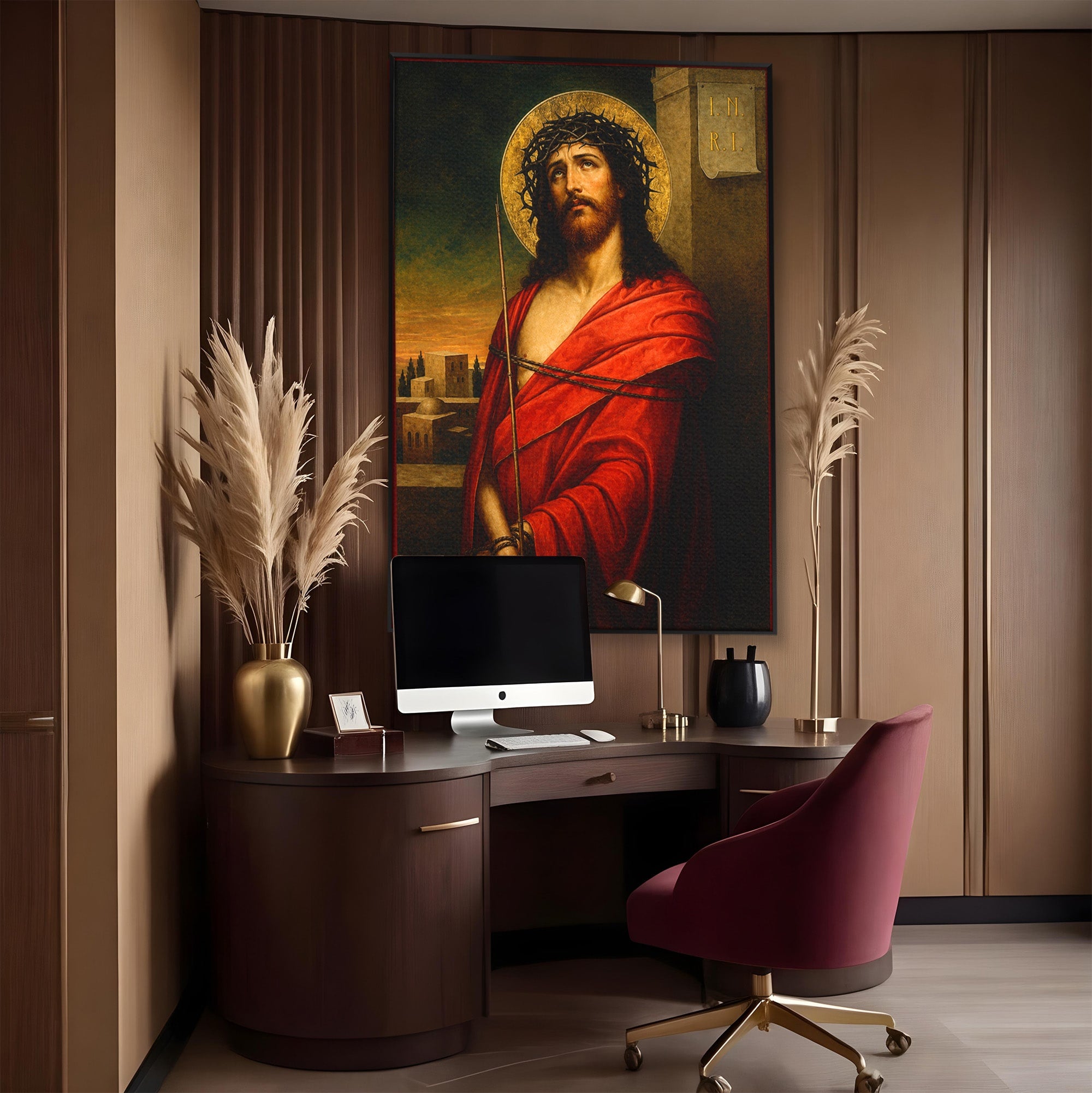 Tablou Canvas Premium LuxCanva® H1099, Iisus Hristos in Patimi, Iisus, Religie, Portret, Istorie, Dormitor, Culori Vibrante