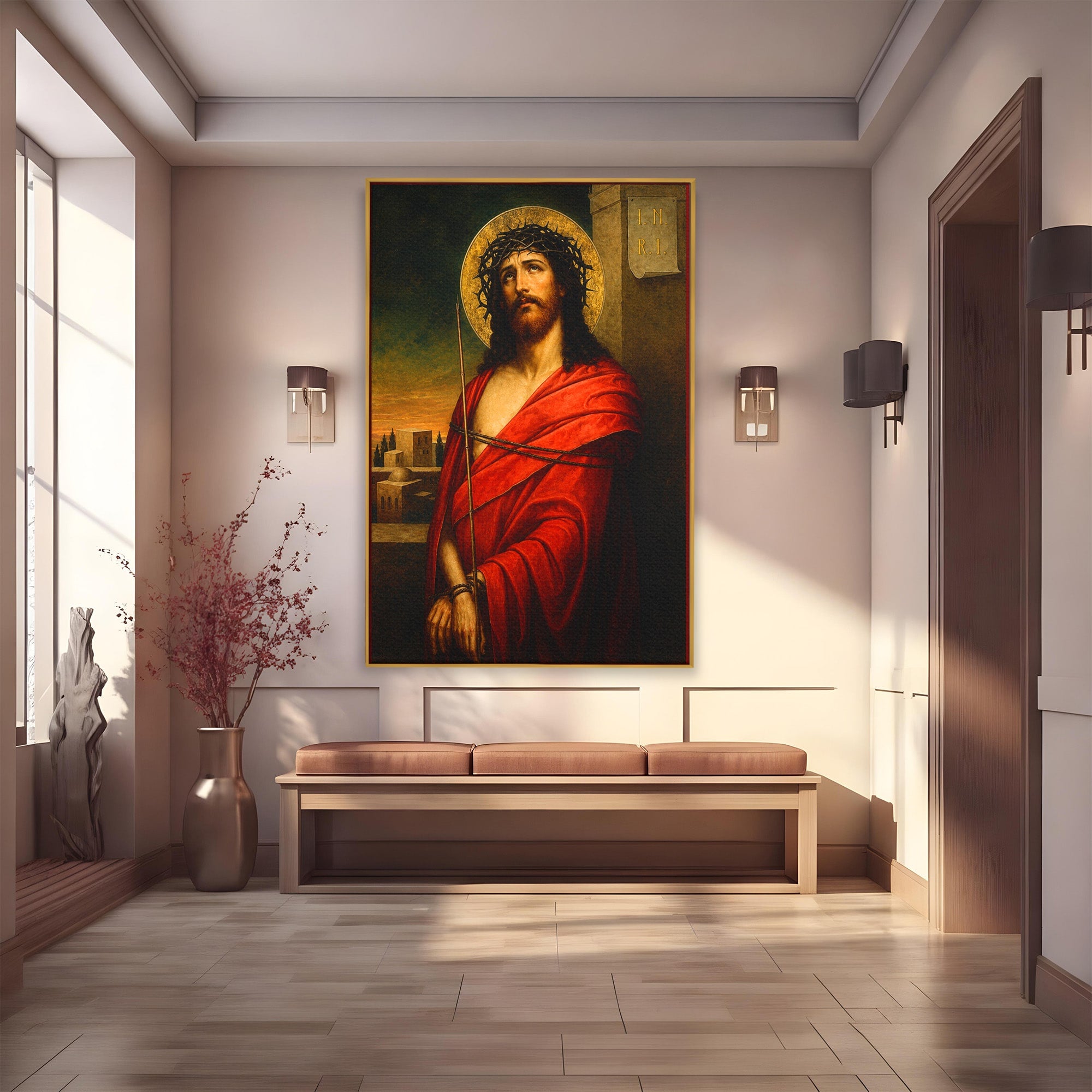 Tablou Canvas Premium LuxCanva® H1099, Iisus Hristos in Patimi, Iisus, Religie, Portret, Istorie, Dormitor, Culori Vibrante