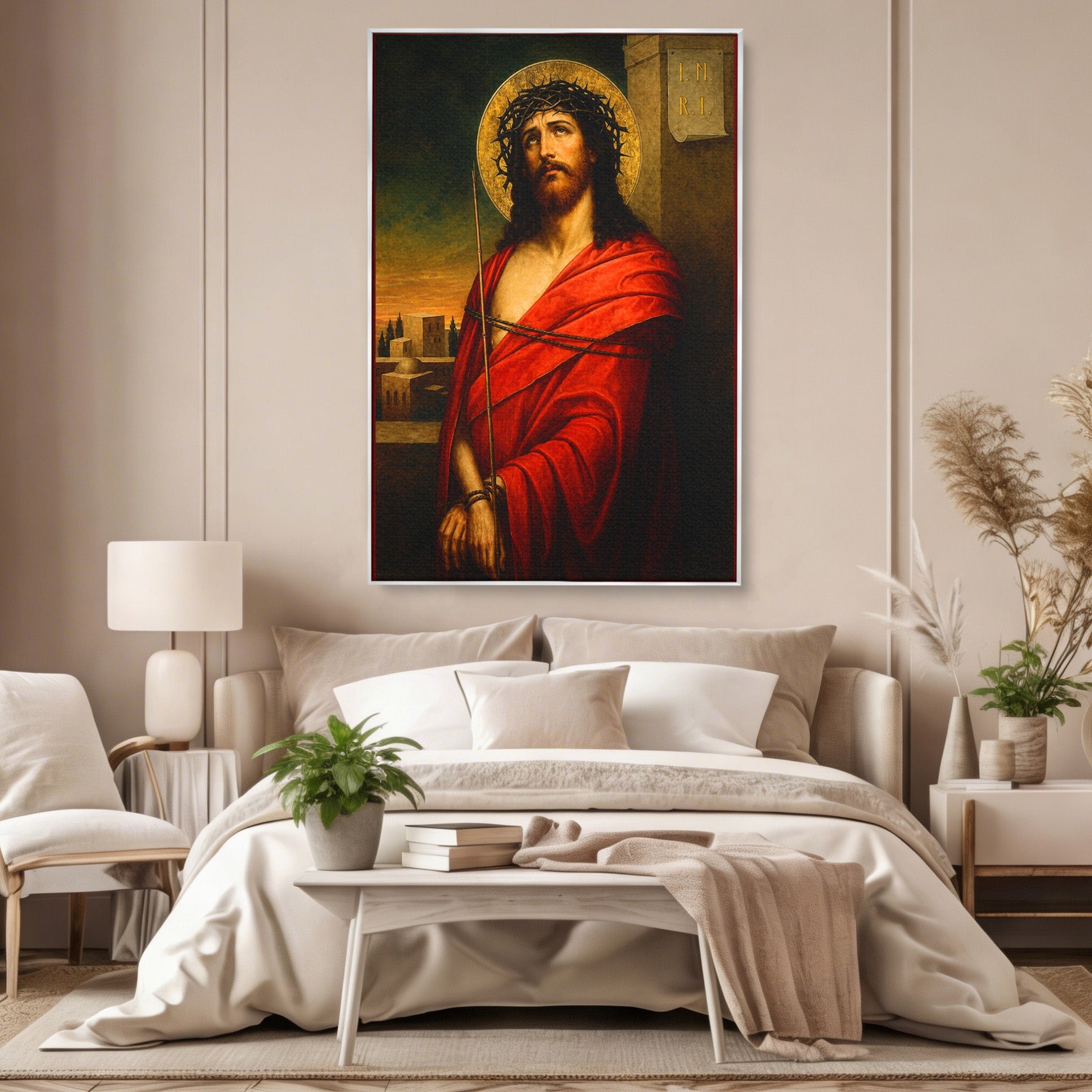 Tablou Canvas Premium LuxCanva® H1099, Iisus Hristos in Patimi, Iisus, Religie, Portret, Istorie, Dormitor, Culori Vibrante