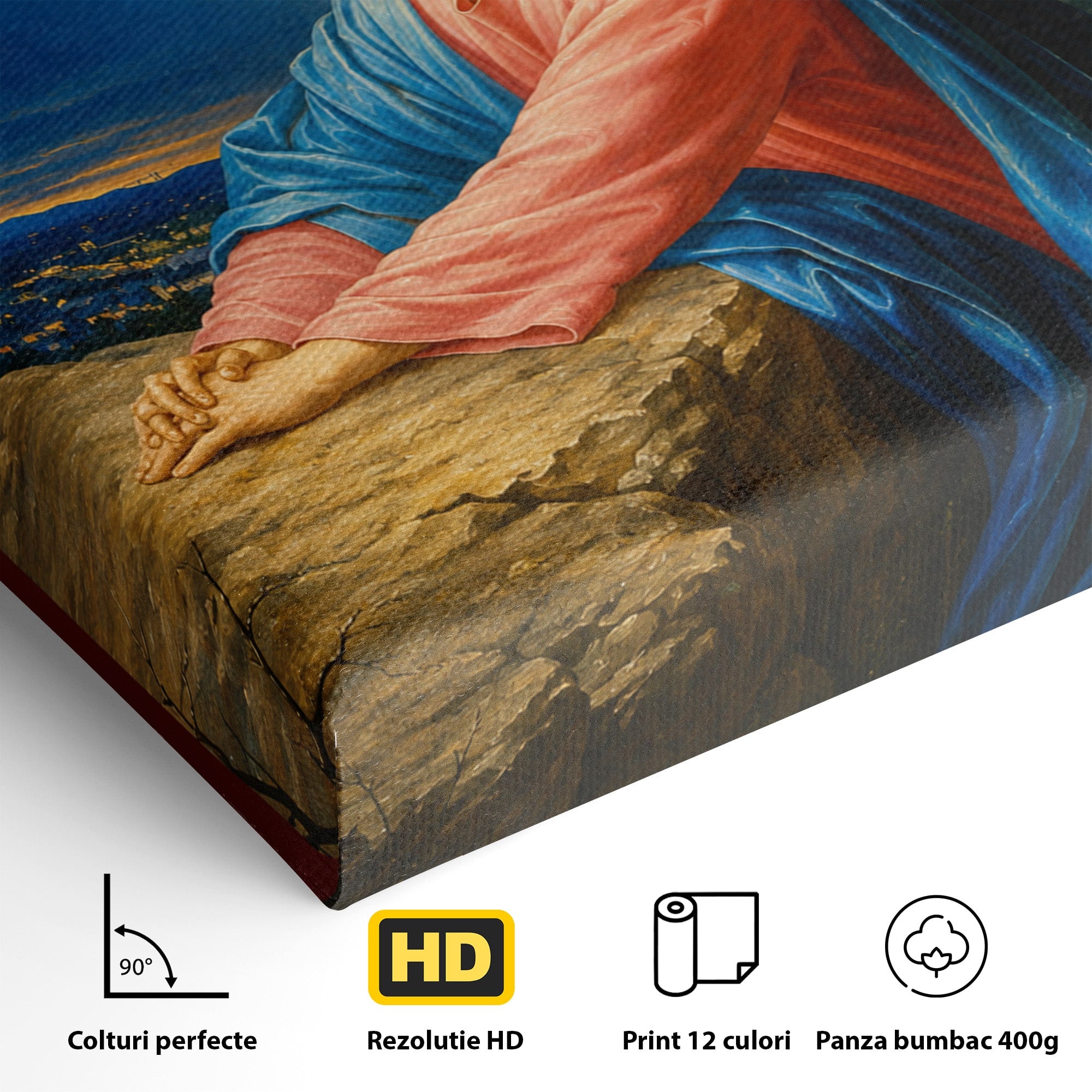 Tablou Canvas Premium LuxCanva® H1101, Rugaciunea Inaintea Jertfei, Religie, Iisus, Inger, Rugaciune, Noapte, Living, Culori Vibrante