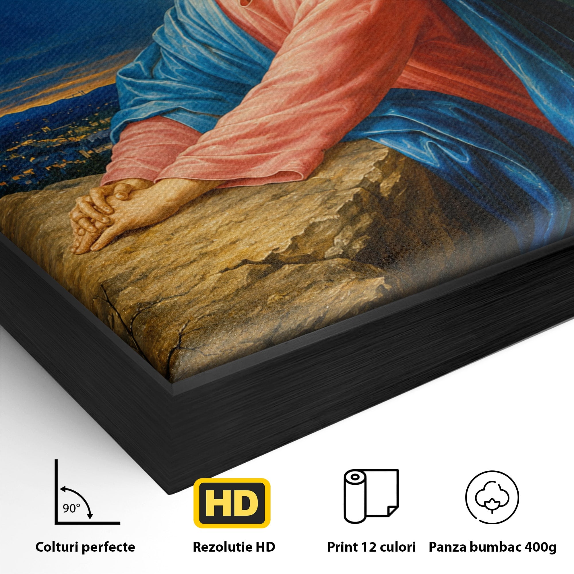 Tablou Canvas Premium LuxCanva® H1101, Rugaciunea Inaintea Jertfei, Religie, Iisus, Inger, Rugaciune, Noapte, Living, Culori Vibrante