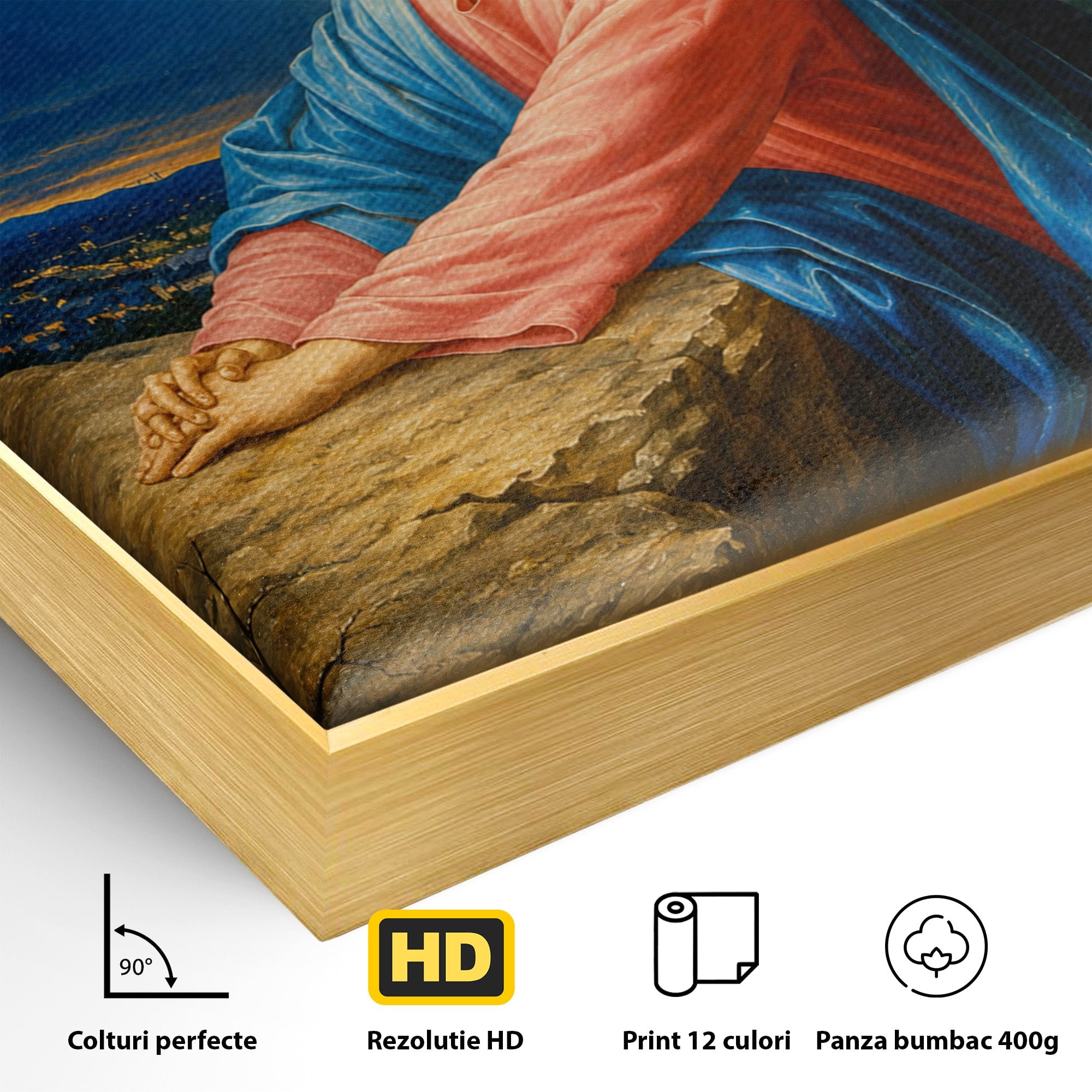 Tablou Canvas Premium LuxCanva® H1101, Rugaciunea Inaintea Jertfei, Religie, Iisus, Inger, Rugaciune, Noapte, Living, Culori Vibrante