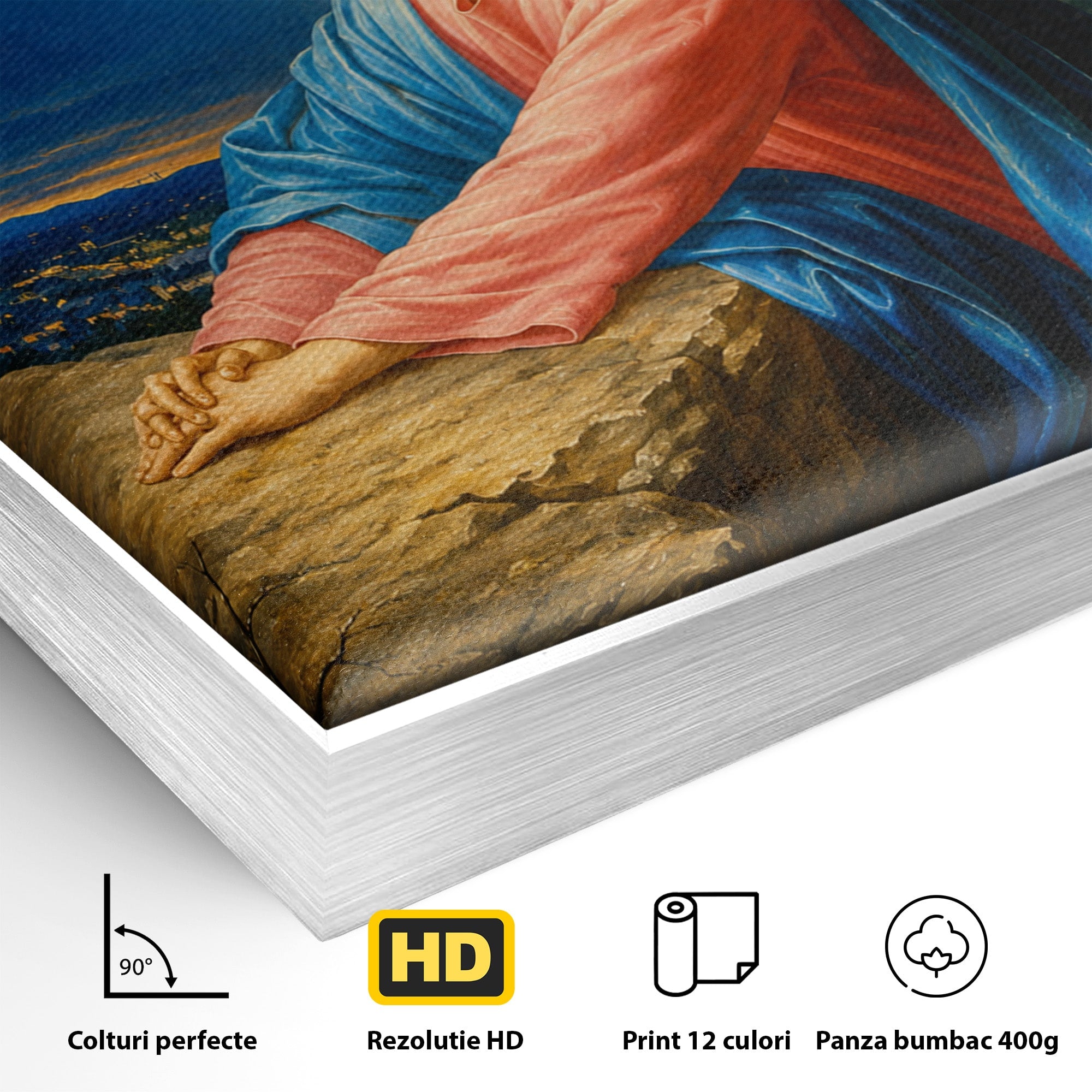 Tablou Canvas Premium LuxCanva® H1101, Rugaciunea Inaintea Jertfei, Religie, Iisus, Inger, Rugaciune, Noapte, Living, Culori Vibrante