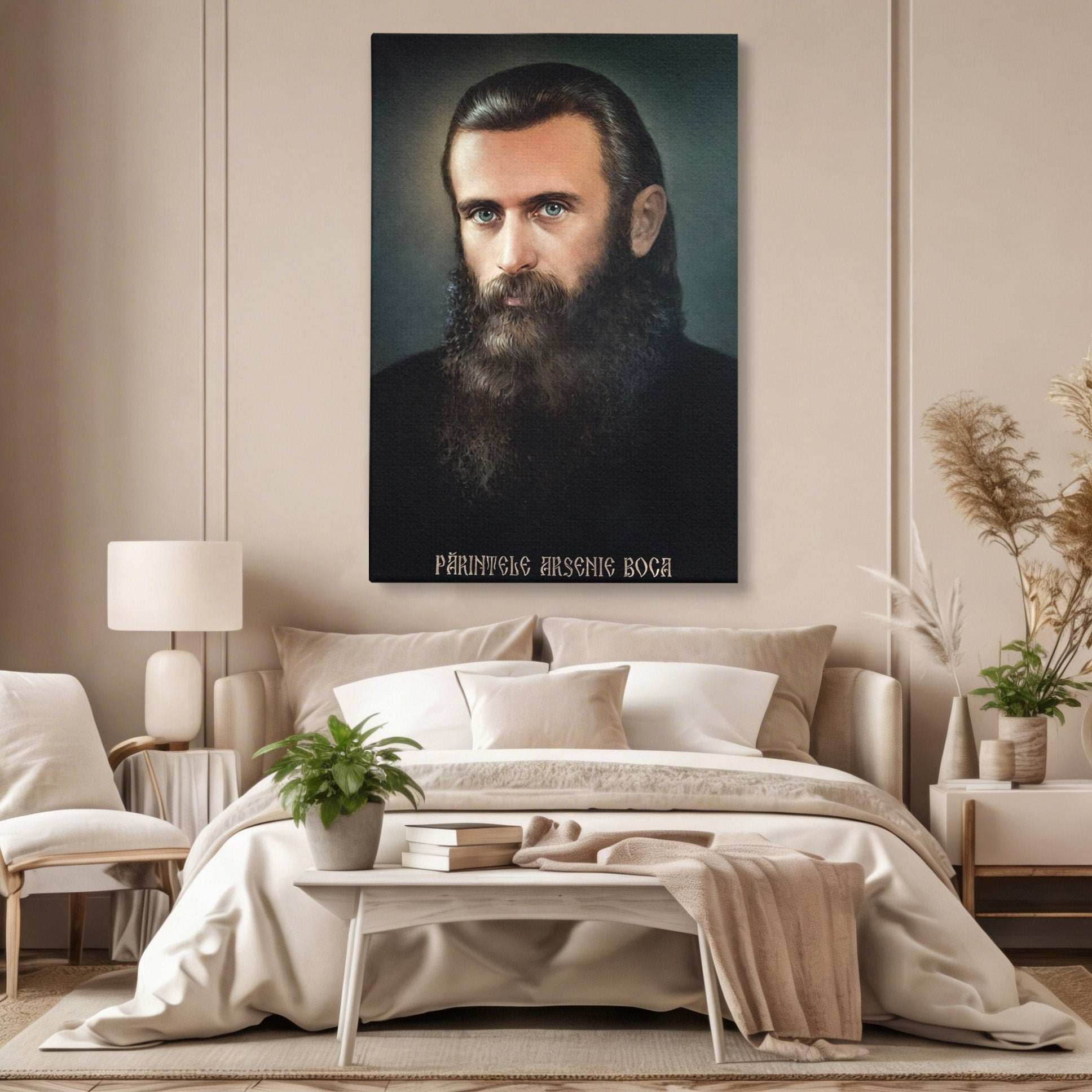 Tablou Canvas Premium LuxCanva® H1102, Portret Parinte Arsenie Boca, Portret, Religie, Spiritualitate, Arta Sacra, Living, Birou, Culori Vibrante
