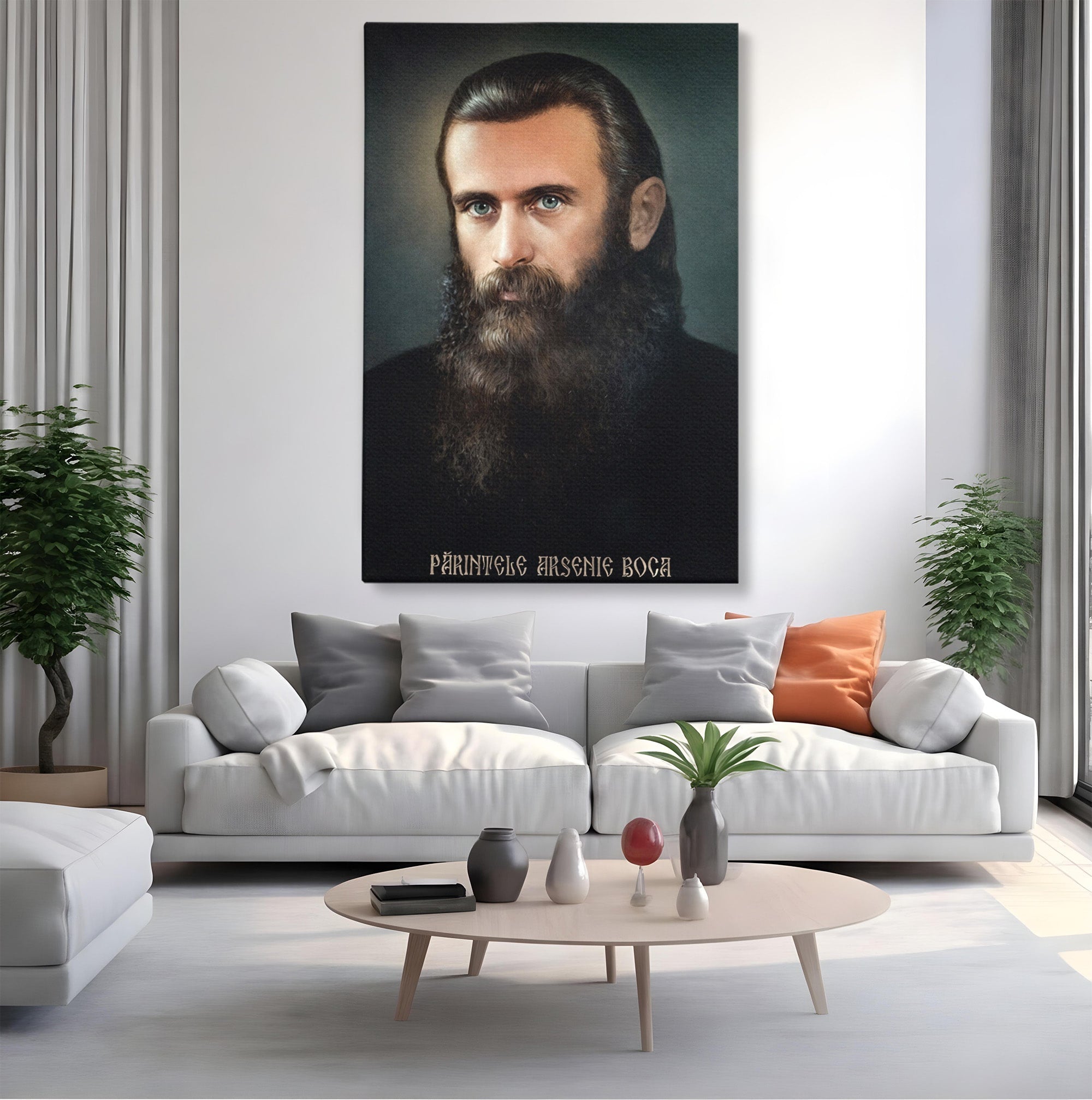 Tablou Canvas Premium LuxCanva® H1102, Portret Parinte Arsenie Boca, Portret, Religie, Spiritualitate, Arta Sacra, Living, Birou, Culori Vibrante