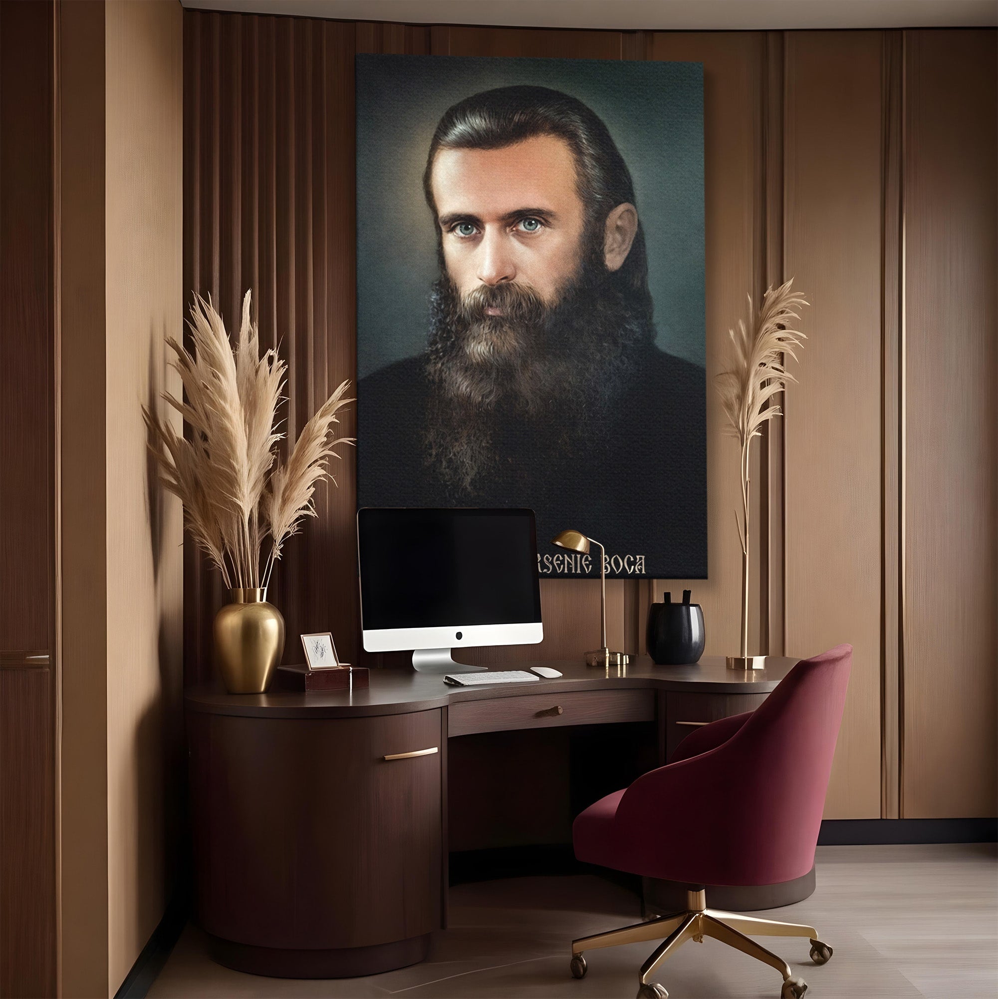 Tablou Canvas Premium LuxCanva® H1102, Portret Parinte Arsenie Boca, Portret, Religie, Spiritualitate, Arta Sacra, Living, Birou, Culori Vibrante