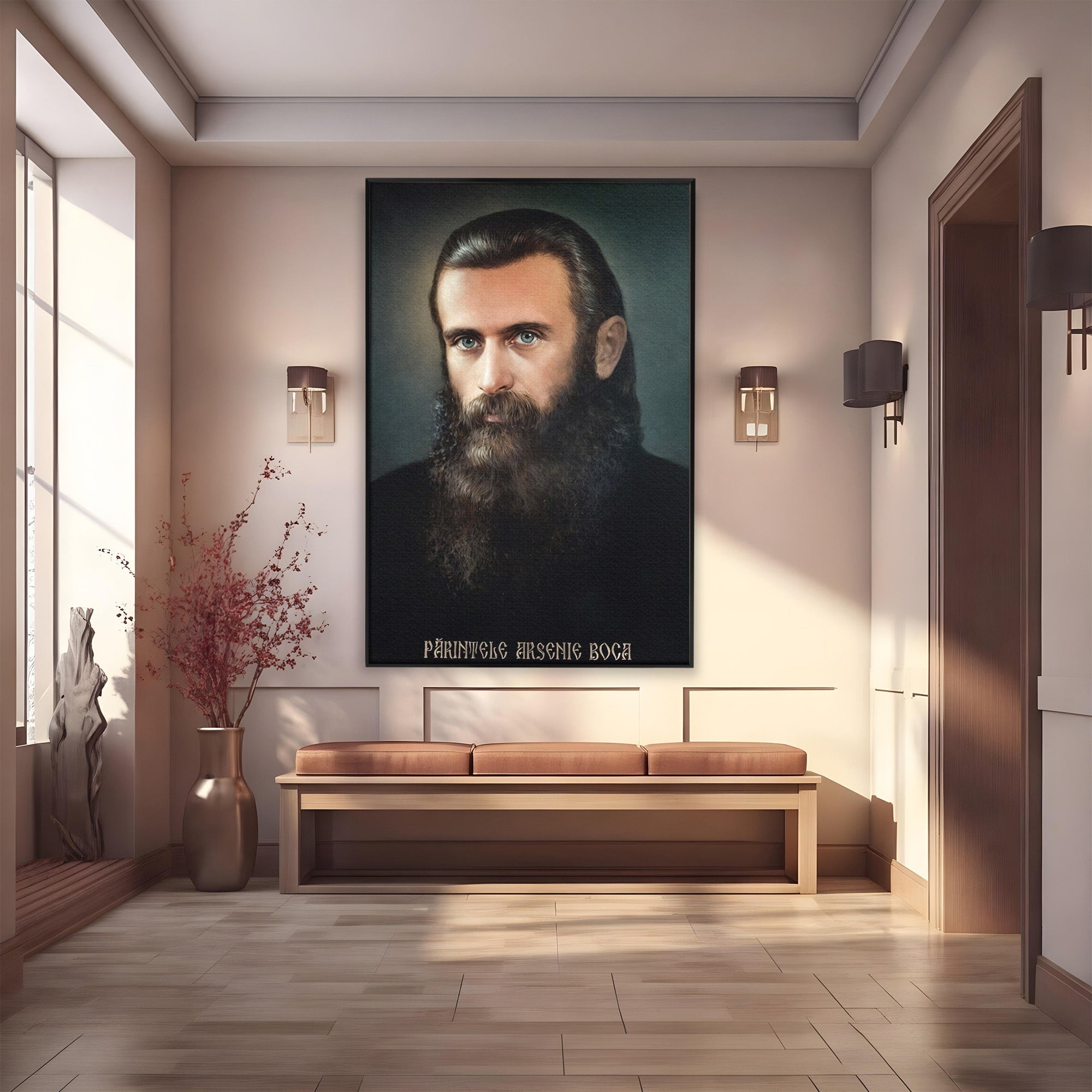 Tablou Canvas Premium LuxCanva® H1102, Portret Parinte Arsenie Boca, Portret, Religie, Spiritualitate, Arta Sacra, Living, Birou, Culori Vibrante