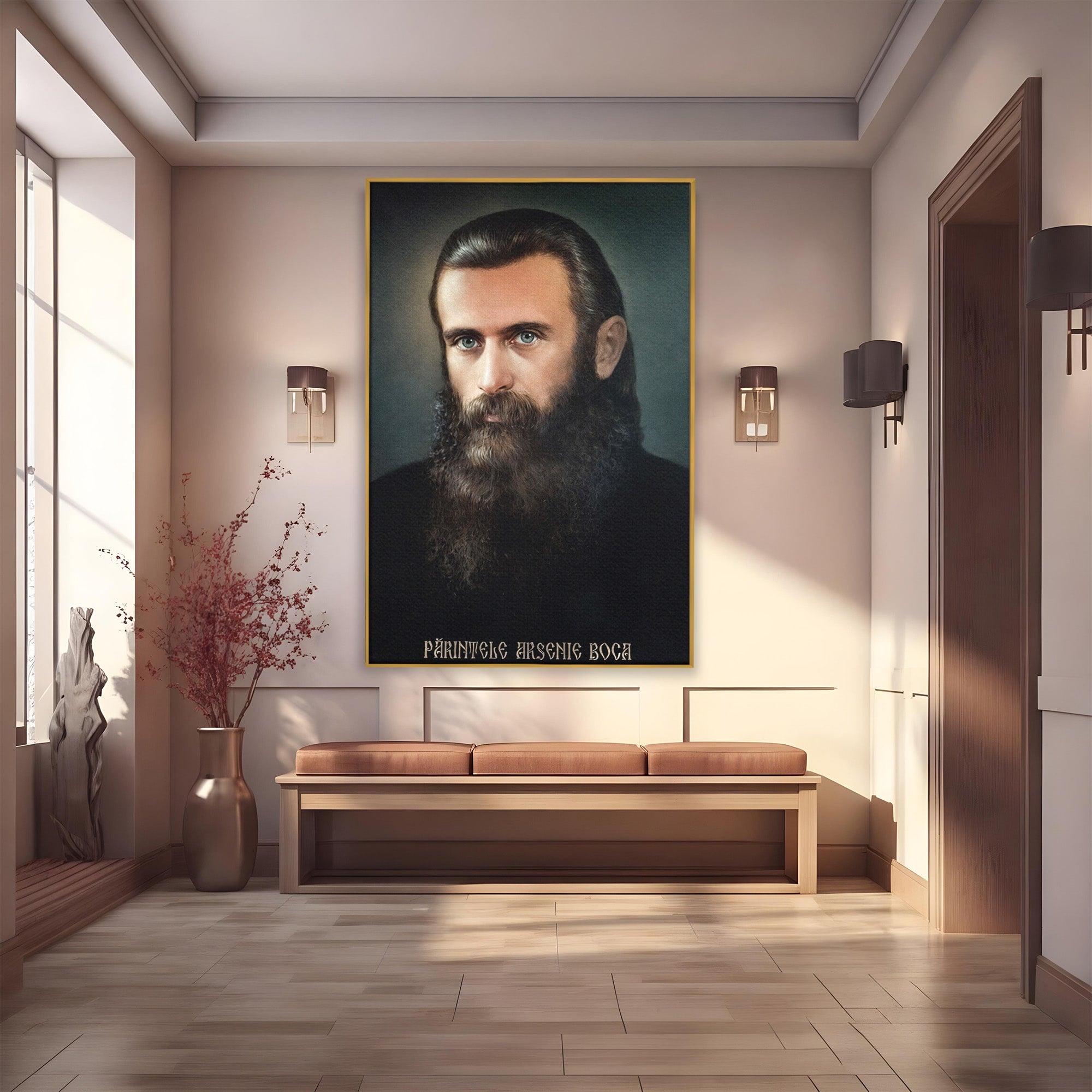 Tablou Canvas Premium LuxCanva® H1102, Portret Parinte Arsenie Boca, Portret, Religie, Spiritualitate, Arta Sacra, Living, Birou, Culori Vibrante