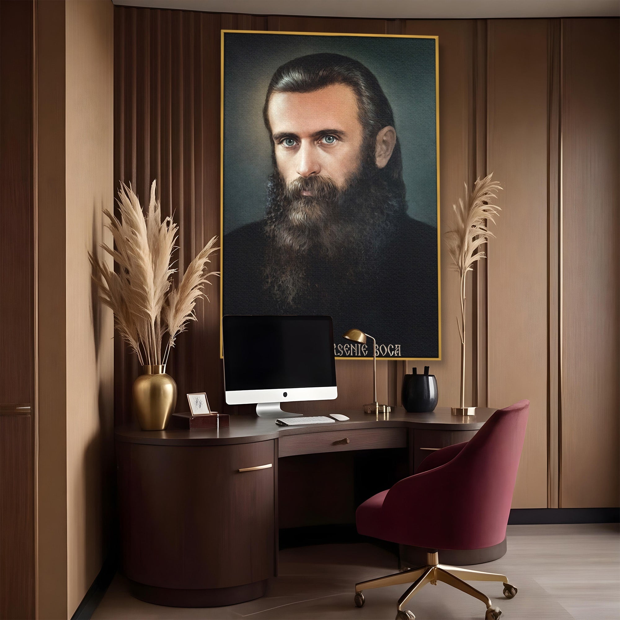 Tablou Canvas Premium LuxCanva® H1102, Portret Parinte Arsenie Boca, Portret, Religie, Spiritualitate, Arta Sacra, Living, Birou, Culori Vibrante