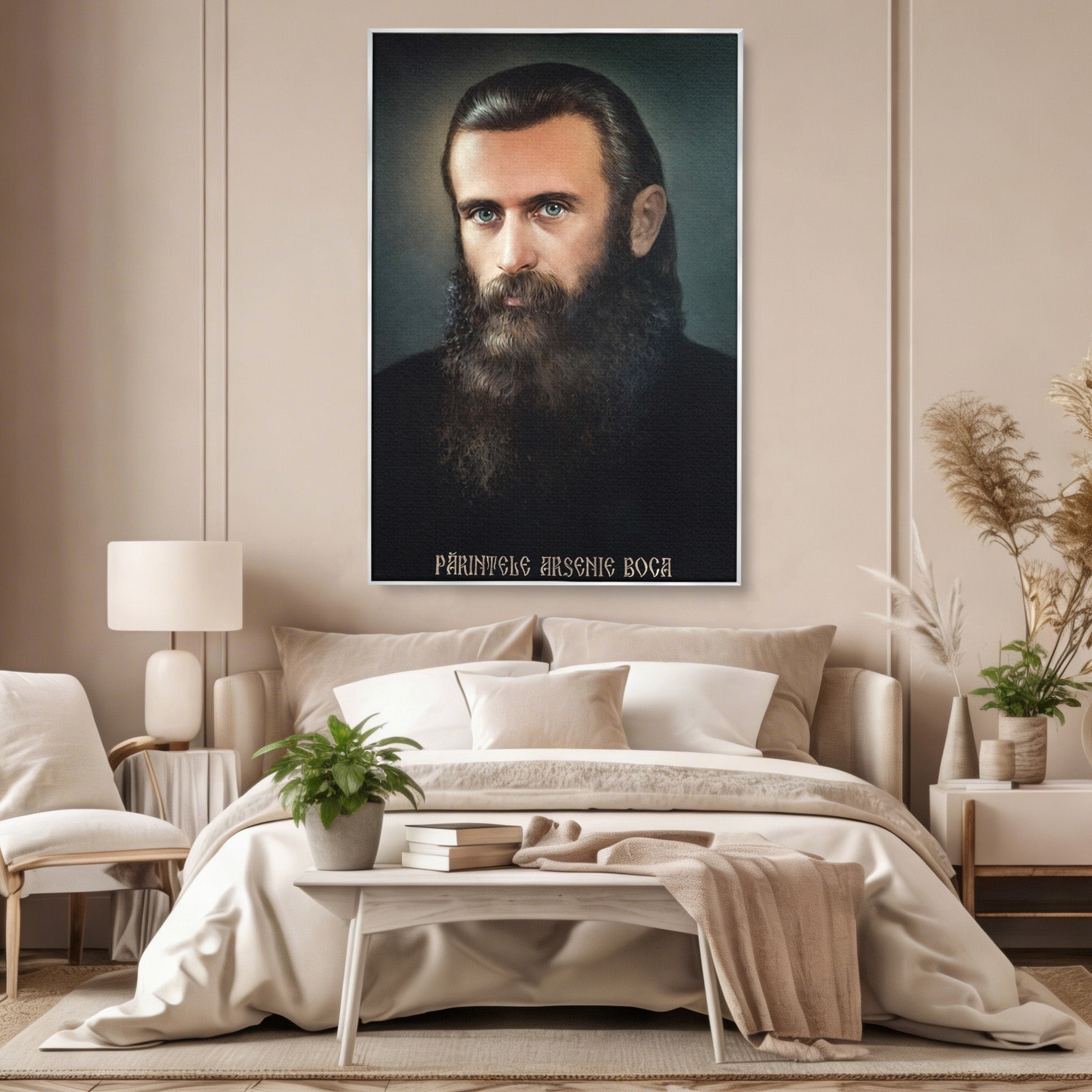 Tablou Canvas Premium LuxCanva® H1102, Portret Parinte Arsenie Boca, Portret, Religie, Spiritualitate, Arta Sacra, Living, Birou, Culori Vibrante