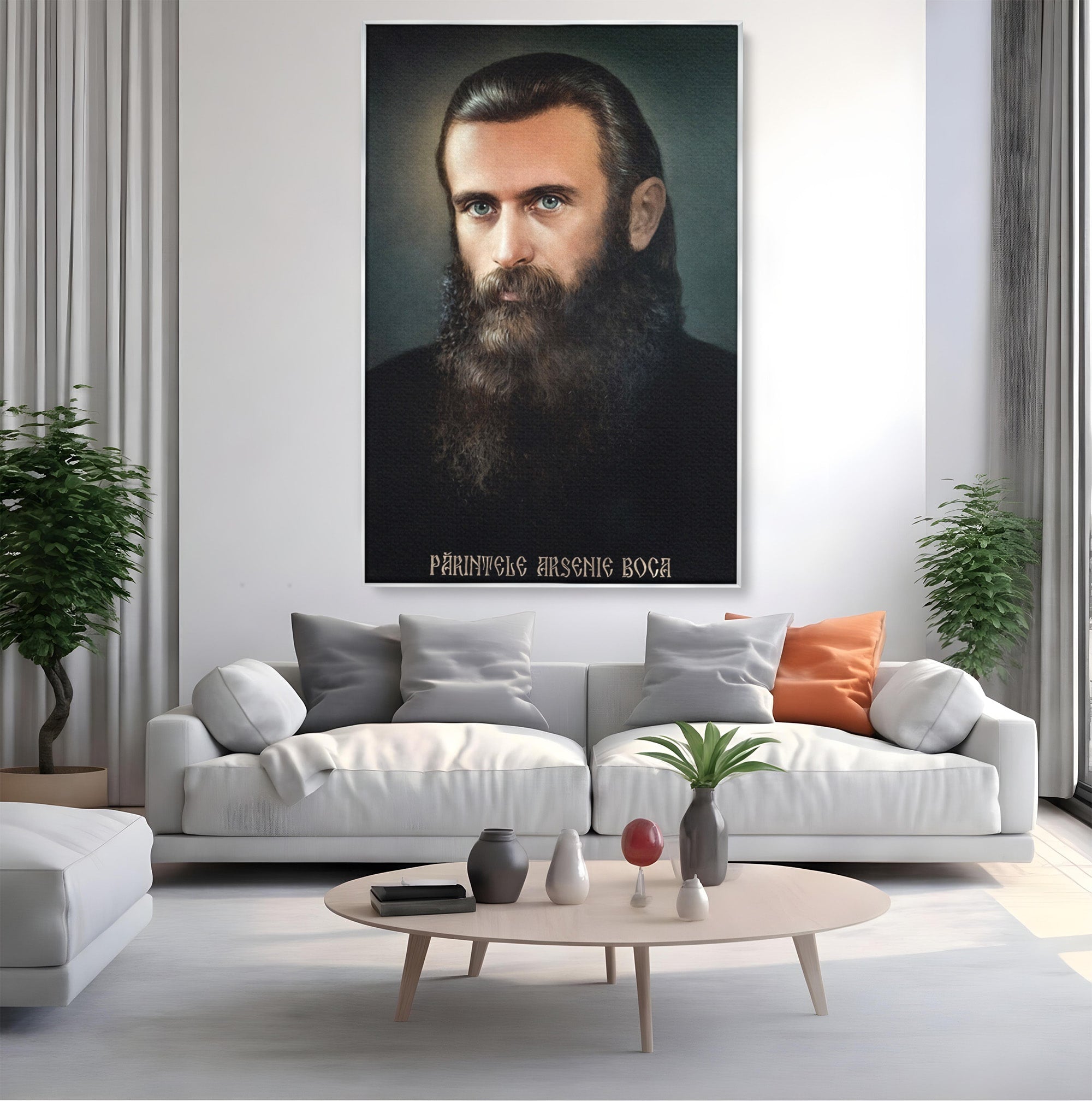 Tablou Canvas Premium LuxCanva® H1102, Portret Parinte Arsenie Boca, Portret, Religie, Spiritualitate, Arta Sacra, Living, Birou, Culori Vibrante