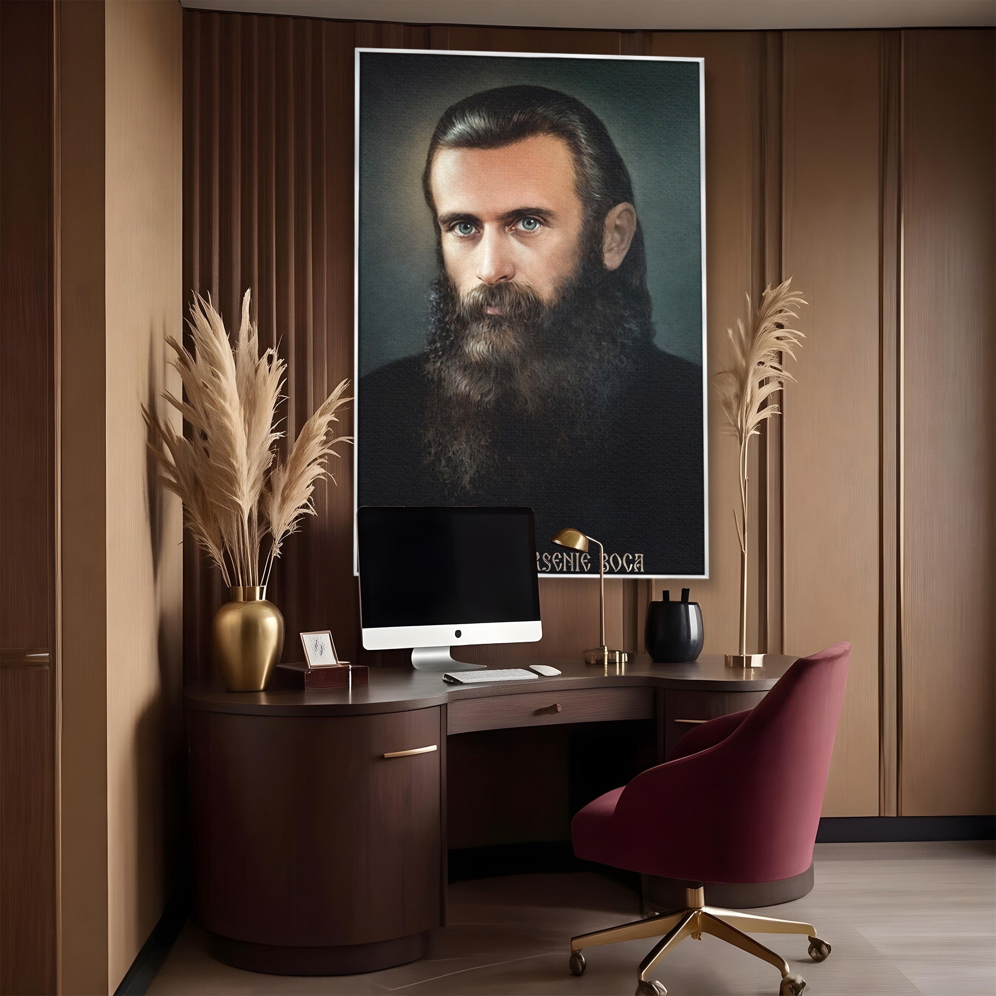 Tablou Canvas Premium LuxCanva® H1102, Portret Parinte Arsenie Boca, Portret, Religie, Spiritualitate, Arta Sacra, Living, Birou, Culori Vibrante