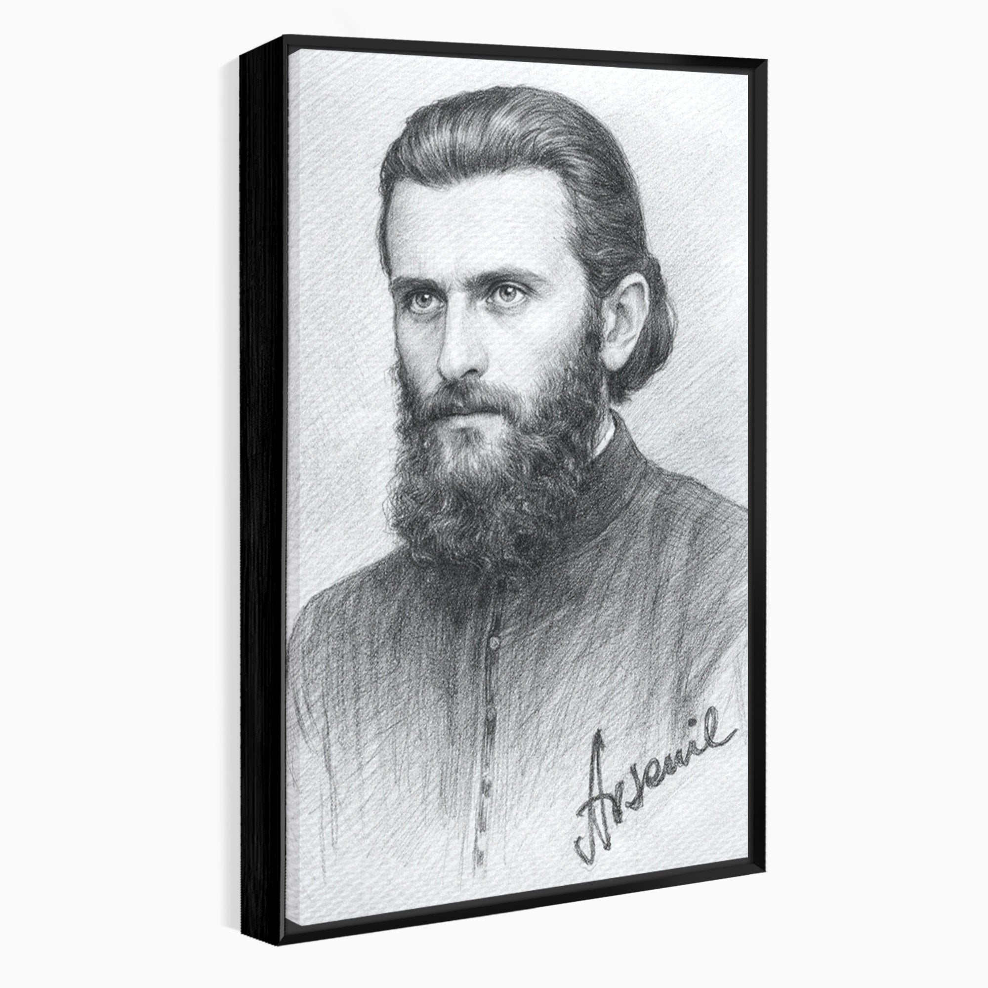 Tablou Canvas Premium LuxCanva® H1103, Portret Călugăr Contemplativ, Portret, Călugăr, Contemplativ, Artă, Birou, Culori Vibrante